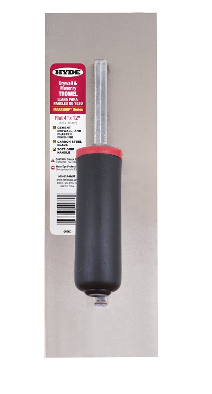 Hyde 09960 Finishing Trowel, 12 in L Blade, 4 in W Blade, Cast Aluminum/HCS Blade, Contoured, Ergonomic Handle