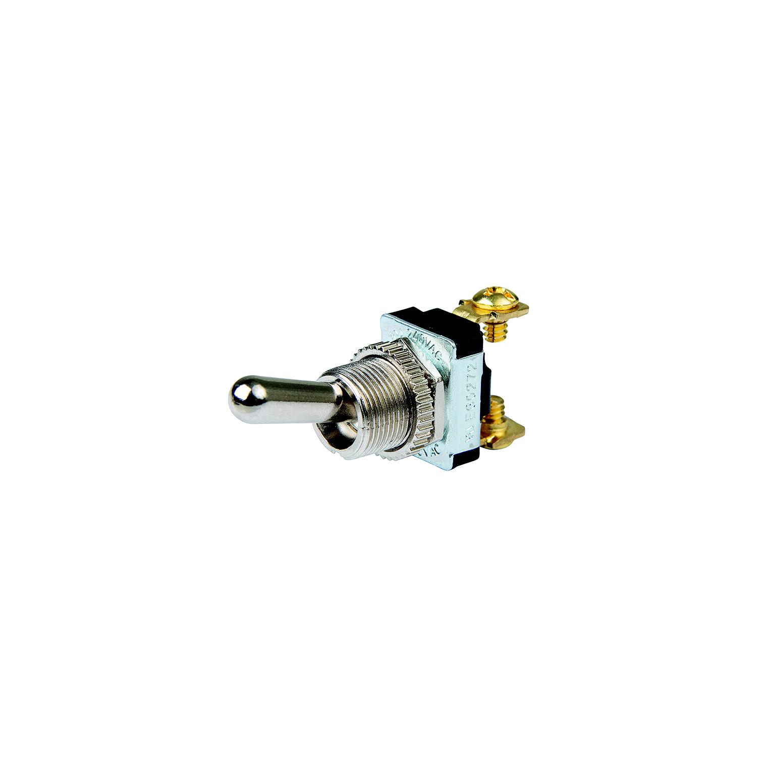 BEP 1002021 Chrome Plated Toggle Switch, Off-On, SPST, #6-32 Screw Terminals