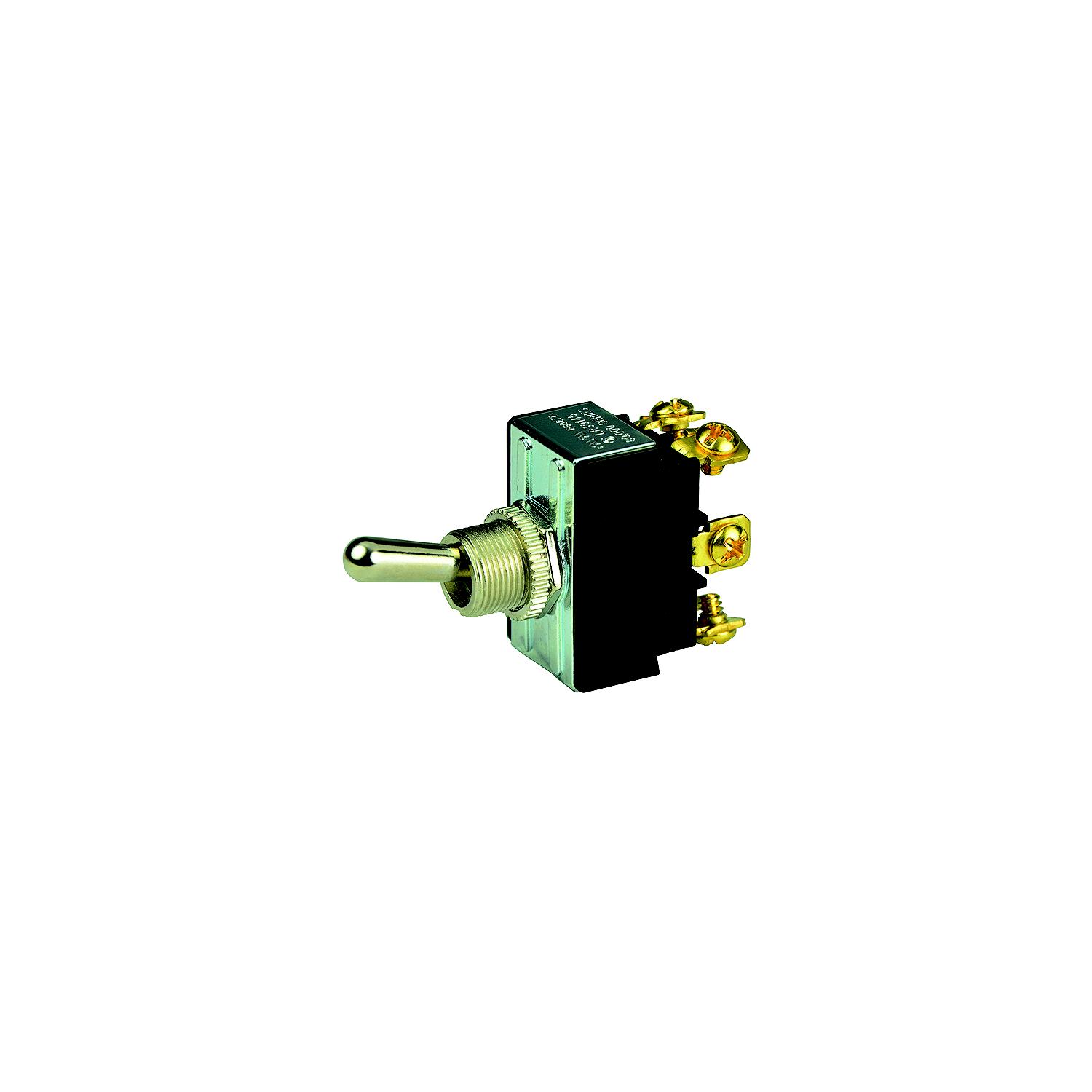 BEP 1002018 Chrome Plated Toggle Switch, On-Off-On, DPDT, #6-32 Screw Terminals