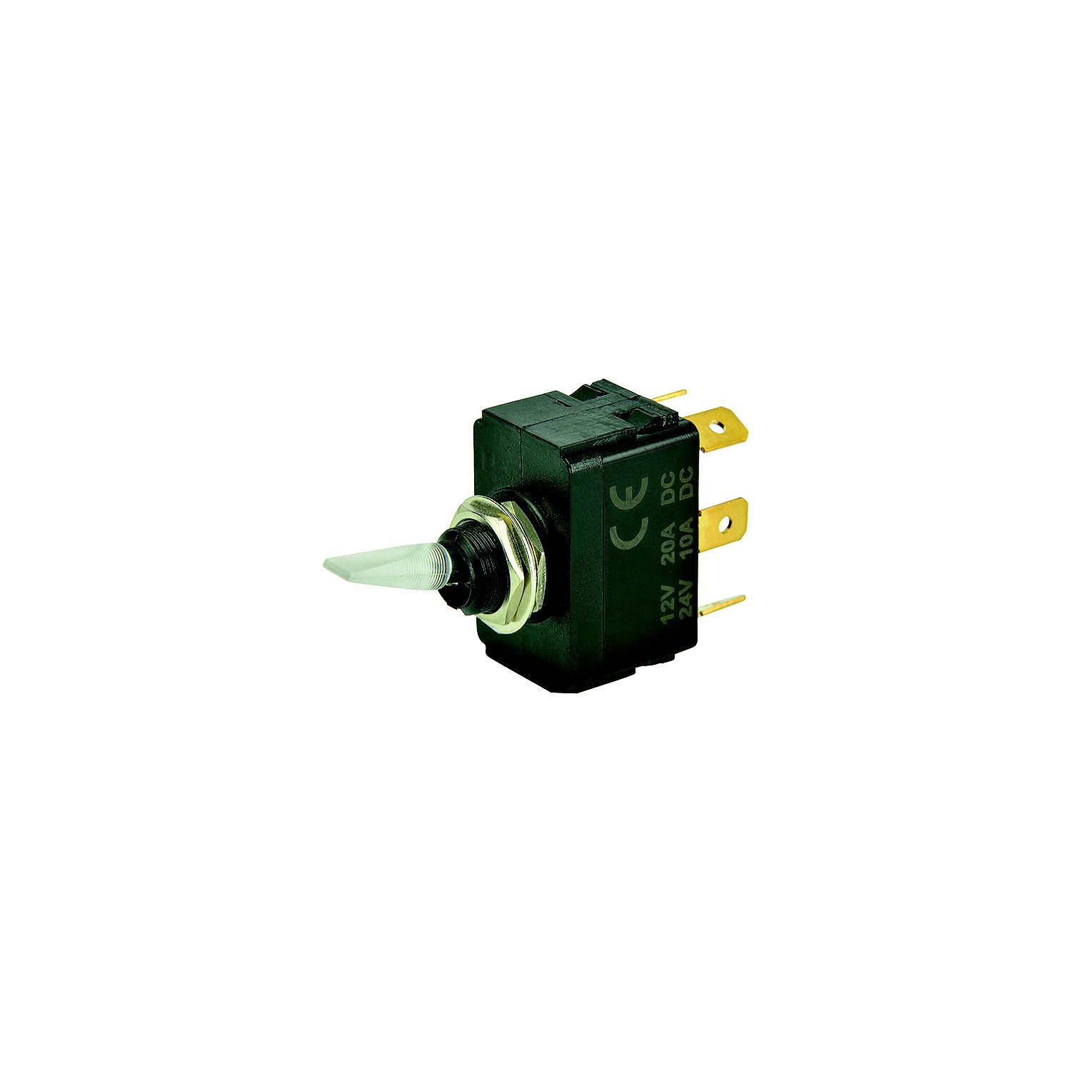 BEP 1001907 Illuminated Toggle Switch, On-Off-On, SPDT, 1/4â³ Blade Terminals, Illuminated Red