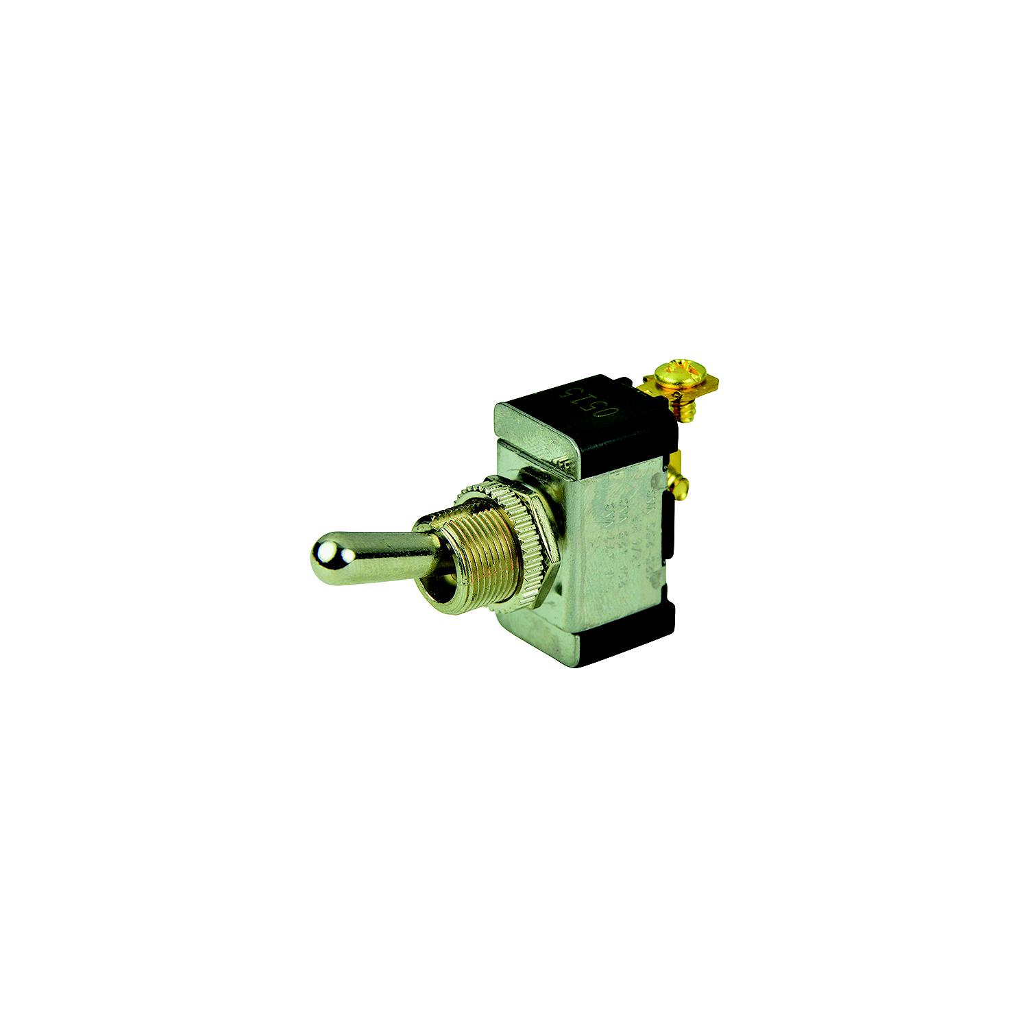 BEP 1002002 Chrome Plated Toggle Switch, Off-(On), SPST, #6-32 Screw Terminals