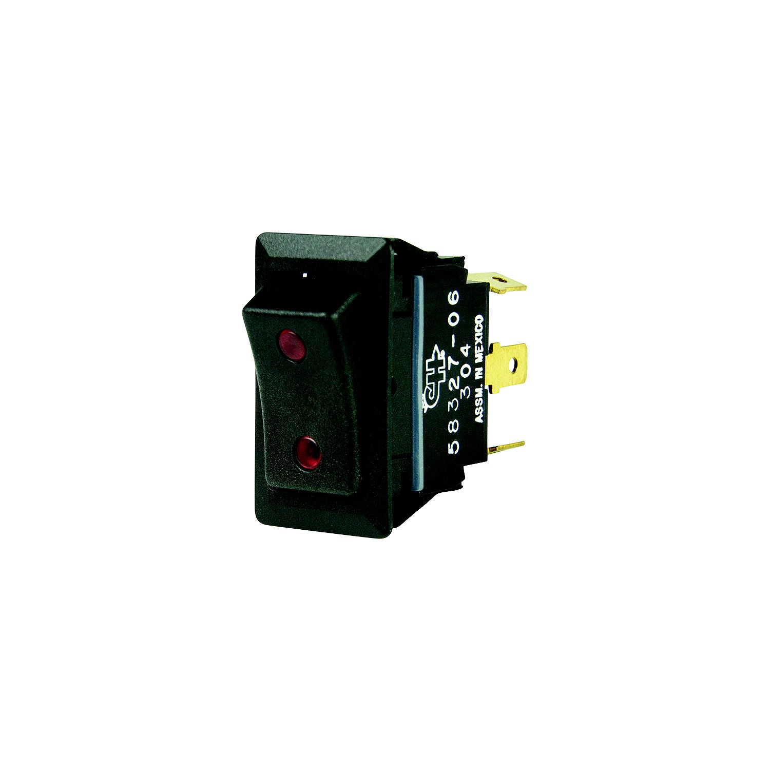 BEP 1001715 Rocker Switch, On-Off-On, SPDT, 1/4â³ Blade Terminals, Illuminated Red (2 positions)