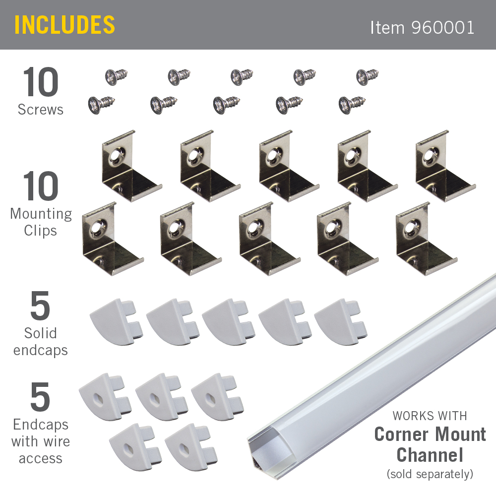 Accessory Packs for LED Tape Light Mounting Channels - Picture 6 of 9
