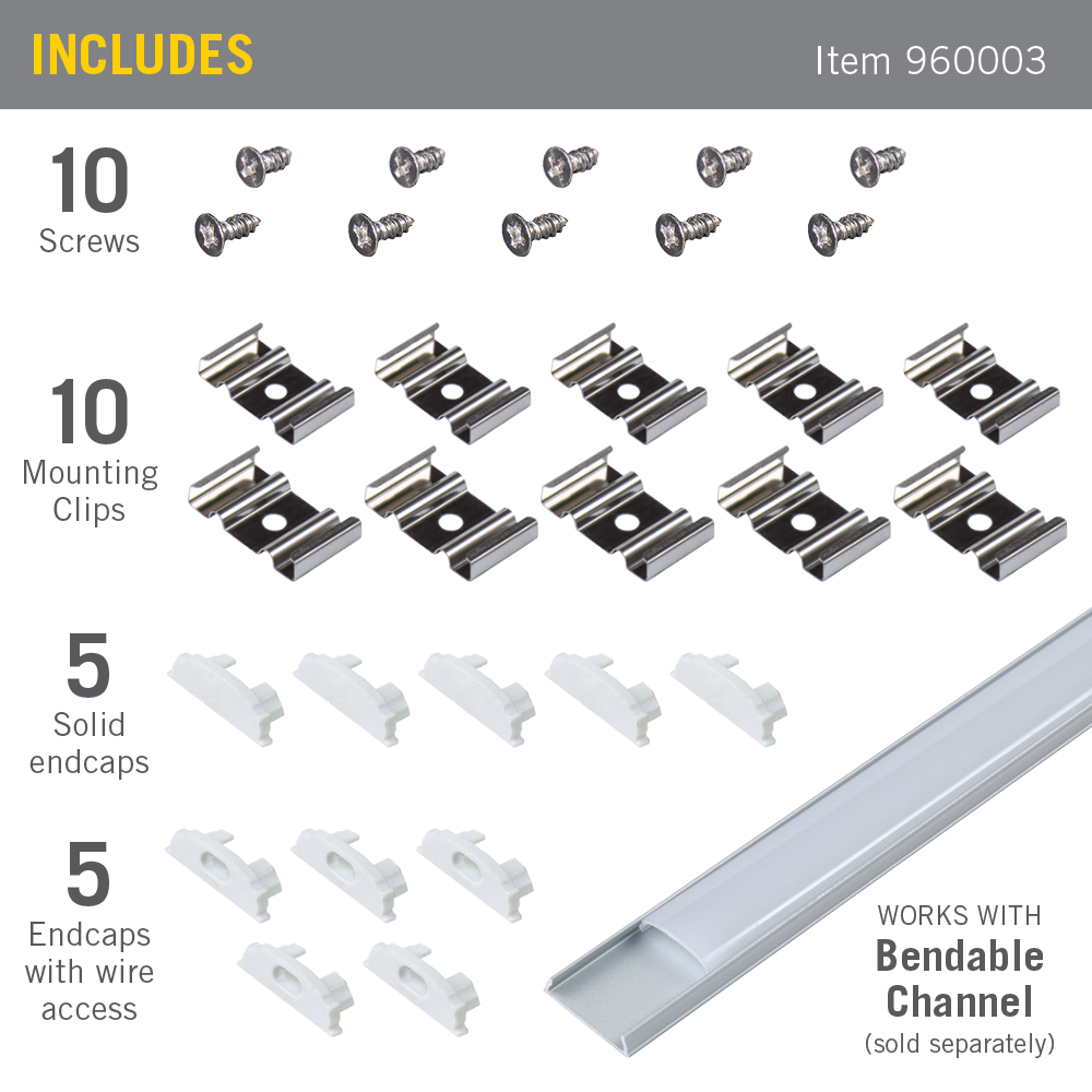 Accessory Packs for LED Tape Light Mounting Channels - Picture 4 of 9
