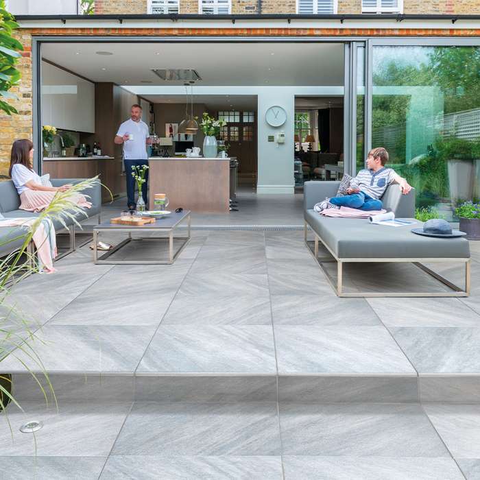 Bradstone Silver Grey Mode Profiled Porcelain Patio Paving Pack (18.36 ...