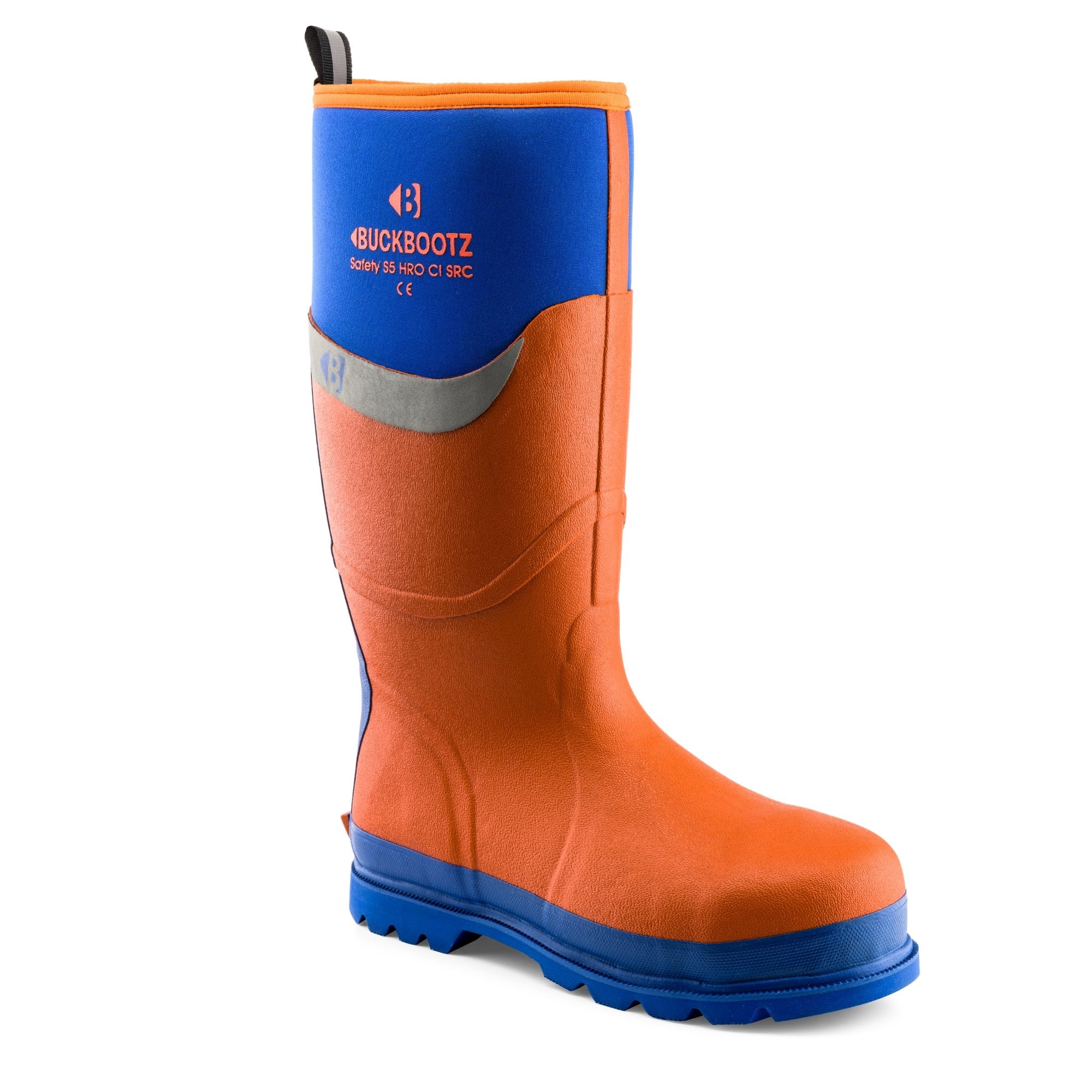 Buckbootz Rubber Insulated Safety Wellington Boots Orange Blue BBZ6000OR JT Dove