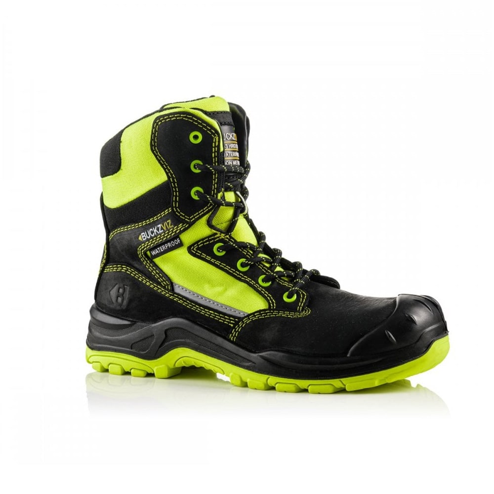 Buckbootz BVIZ1 Yellow Black Hi Vis Metal Free Waterproof Safety Boots JT Dove