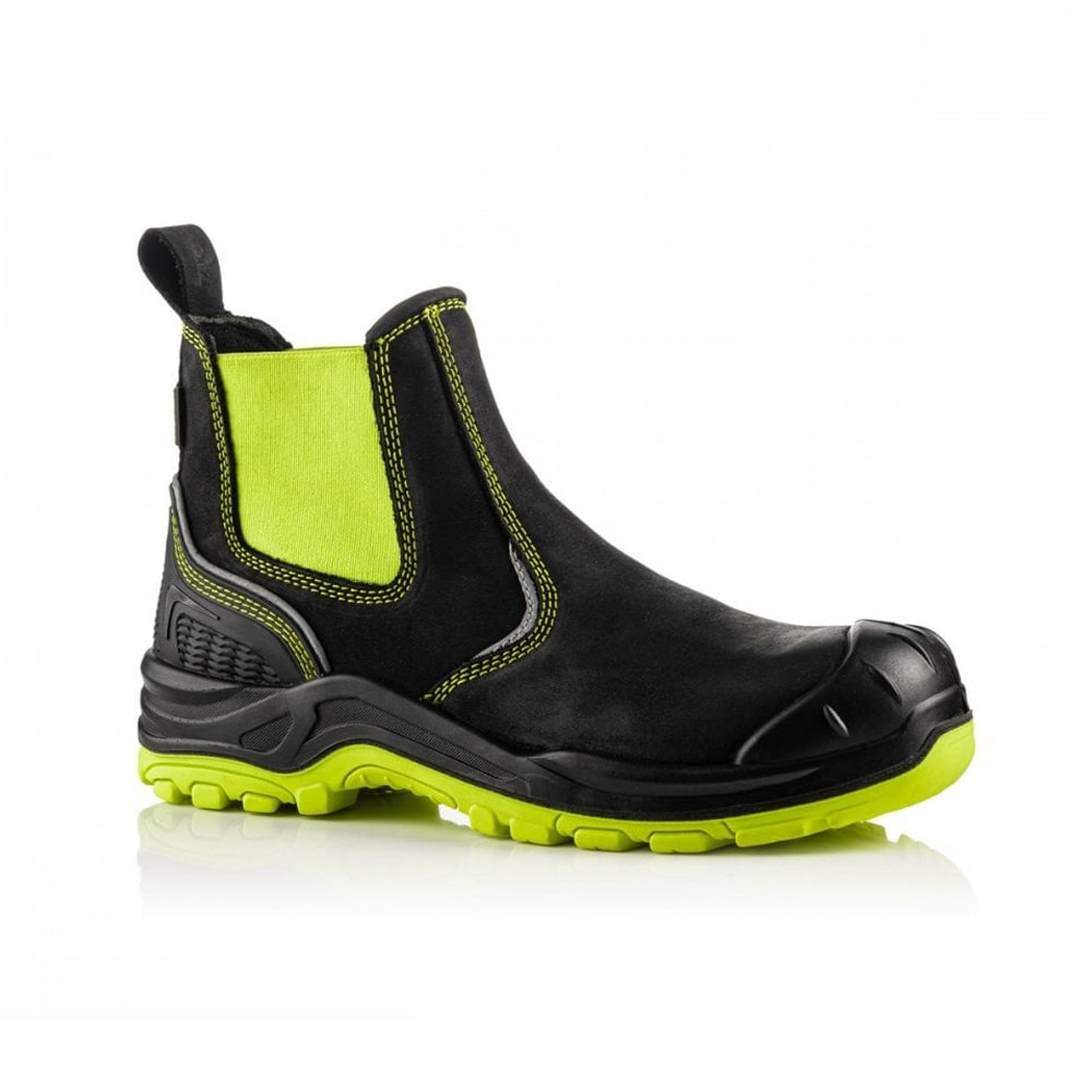 Buckbootz Metal Free Waterproof Safety Boots Black Hi Vis Yellow BVIZ3YL BK JT Dove