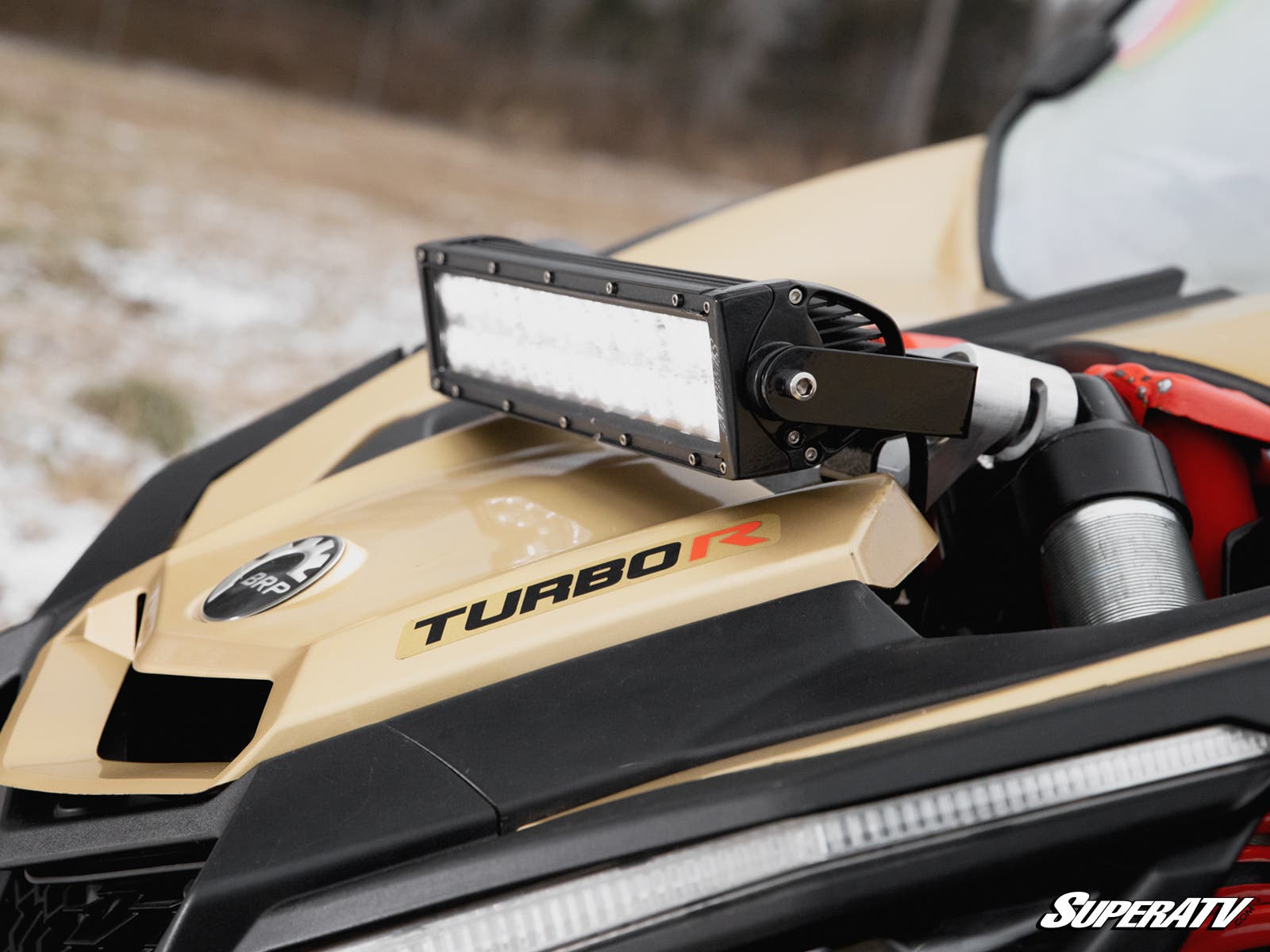 SuperATV Can-Am Maverick X3 12" Shock Tower Light Bar Mount with 12" LED Double Row Light Bar