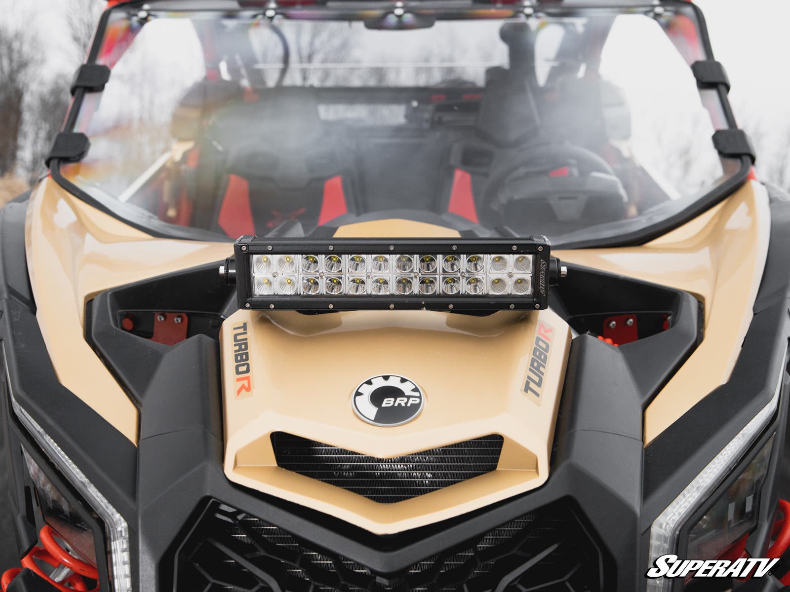 SuperATV Can-Am Maverick X3 12" Shock Tower Light Bar Mount with 12" LED Double Row Light Bar