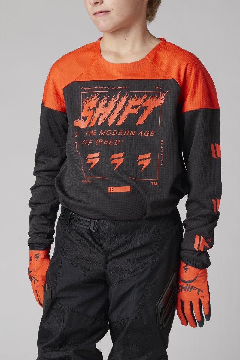 Maillot Flame White Label pour jeunes de Shift Racing (Liquidation)