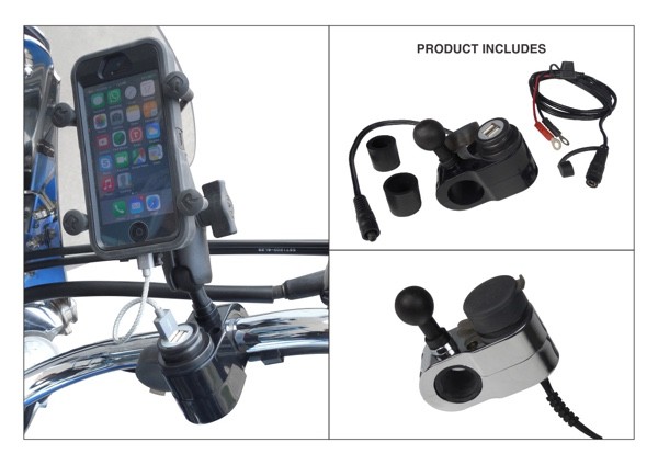 Gears Dual USB Port Charger with 1" Ball Mount (Closeout)