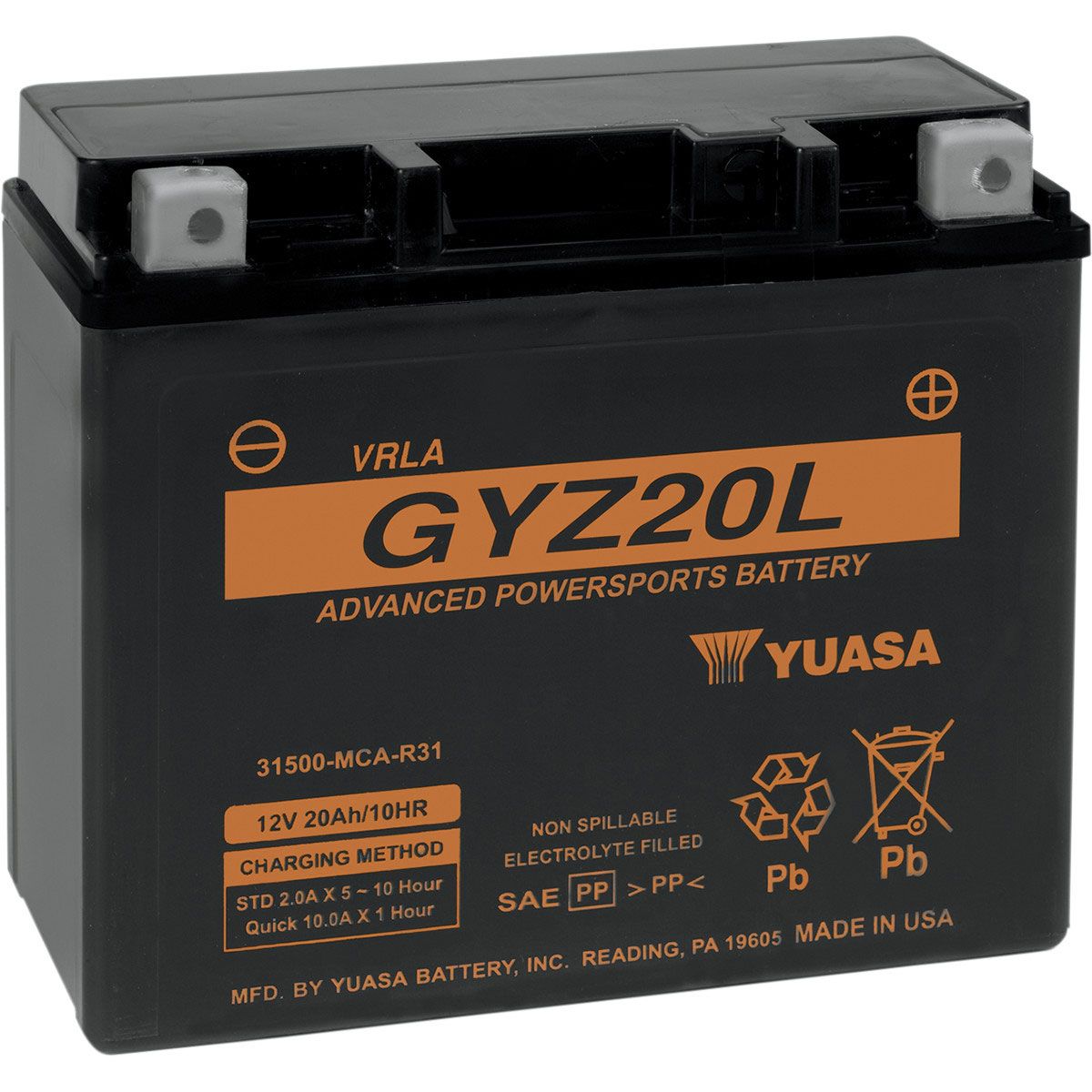 Yuasa GYZ Lower CCA Factory Activated Battery