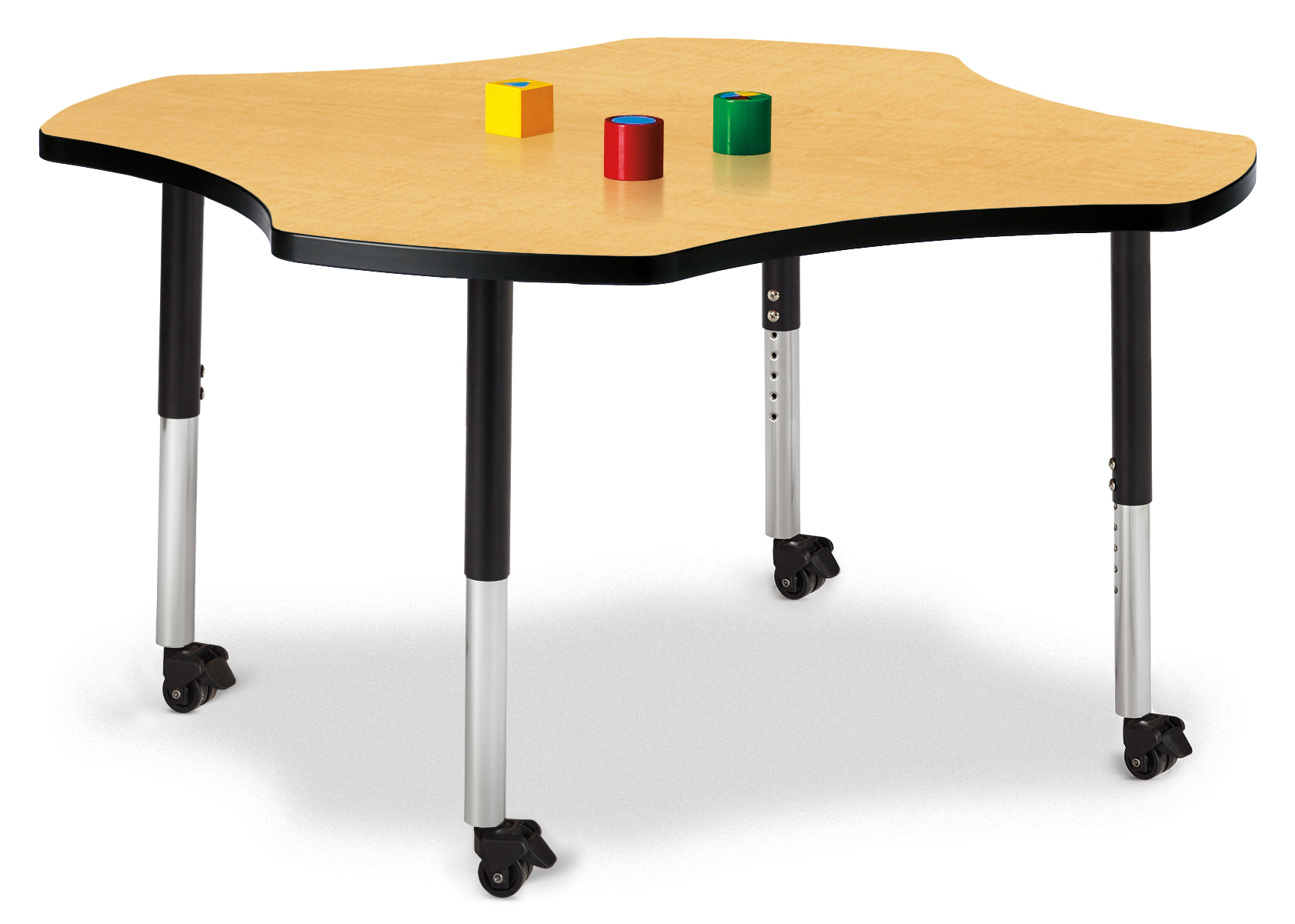 Mobile Activity Table Berries® Four Leaf Activity Table, Mobile - Maple/Black/Black