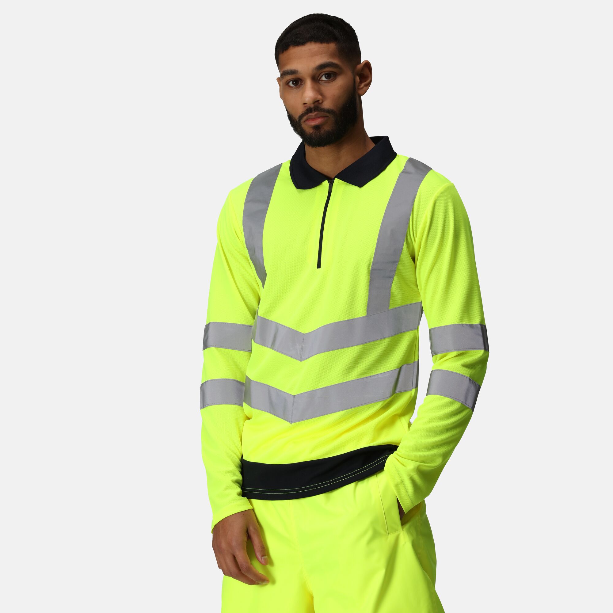 HI VIS PRO TWO TONE LONG SLEEVE WICKING POLO SHIRT Regatta Professional