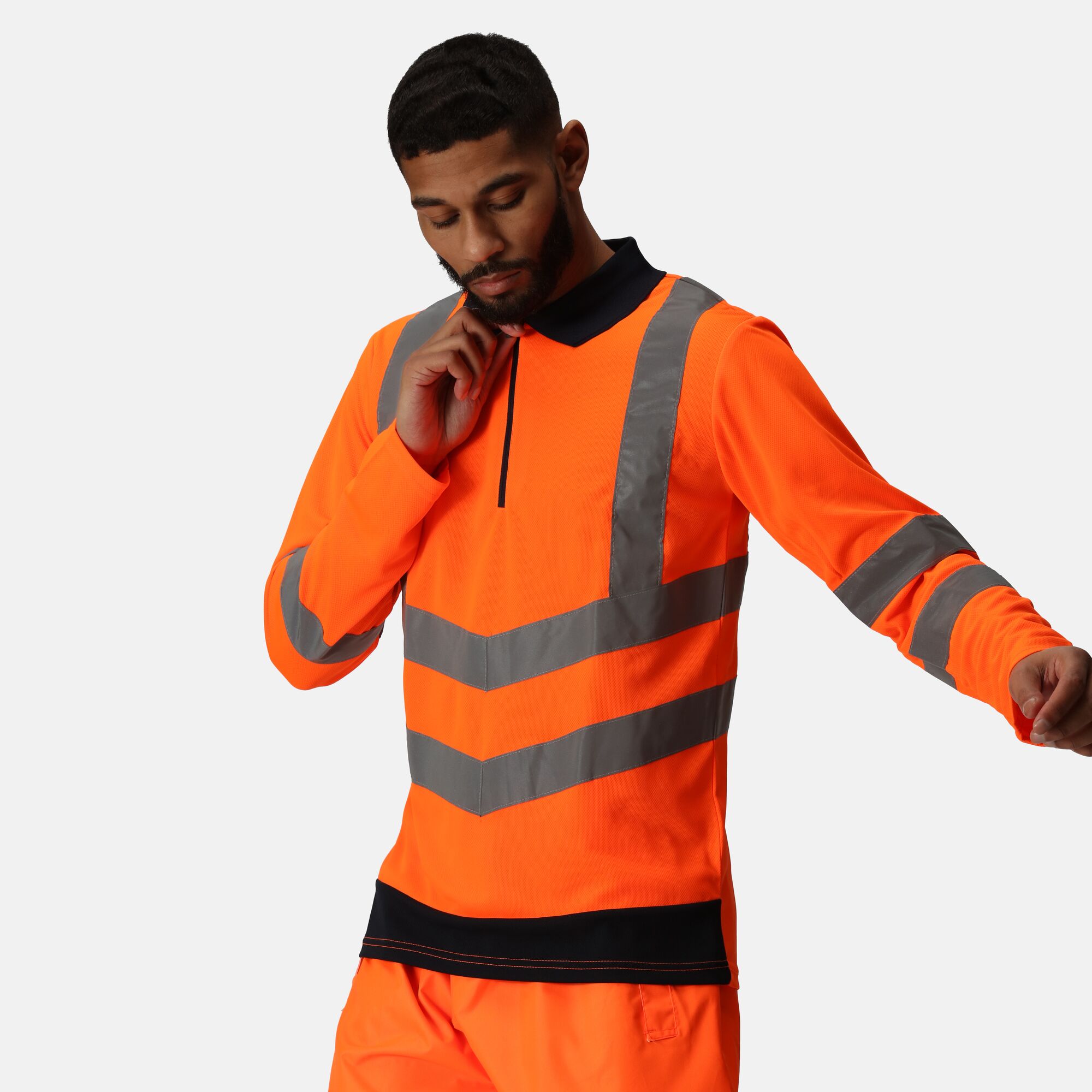 HI VIS PRO TWO TONE LONG SLEEVE WICKING POLO SHIRT Regatta Professional
