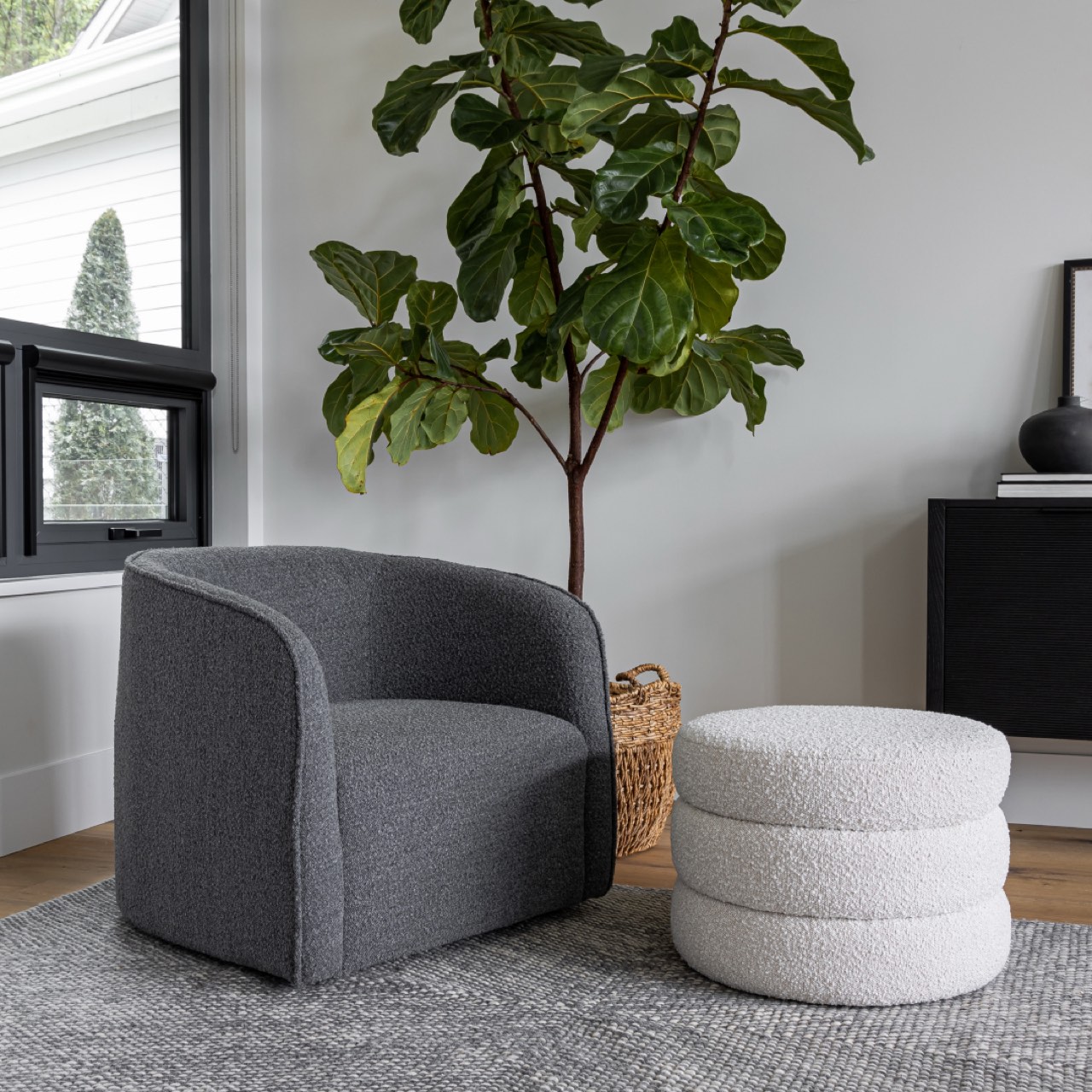 Fiel Ottoman - Off White Boucle - S