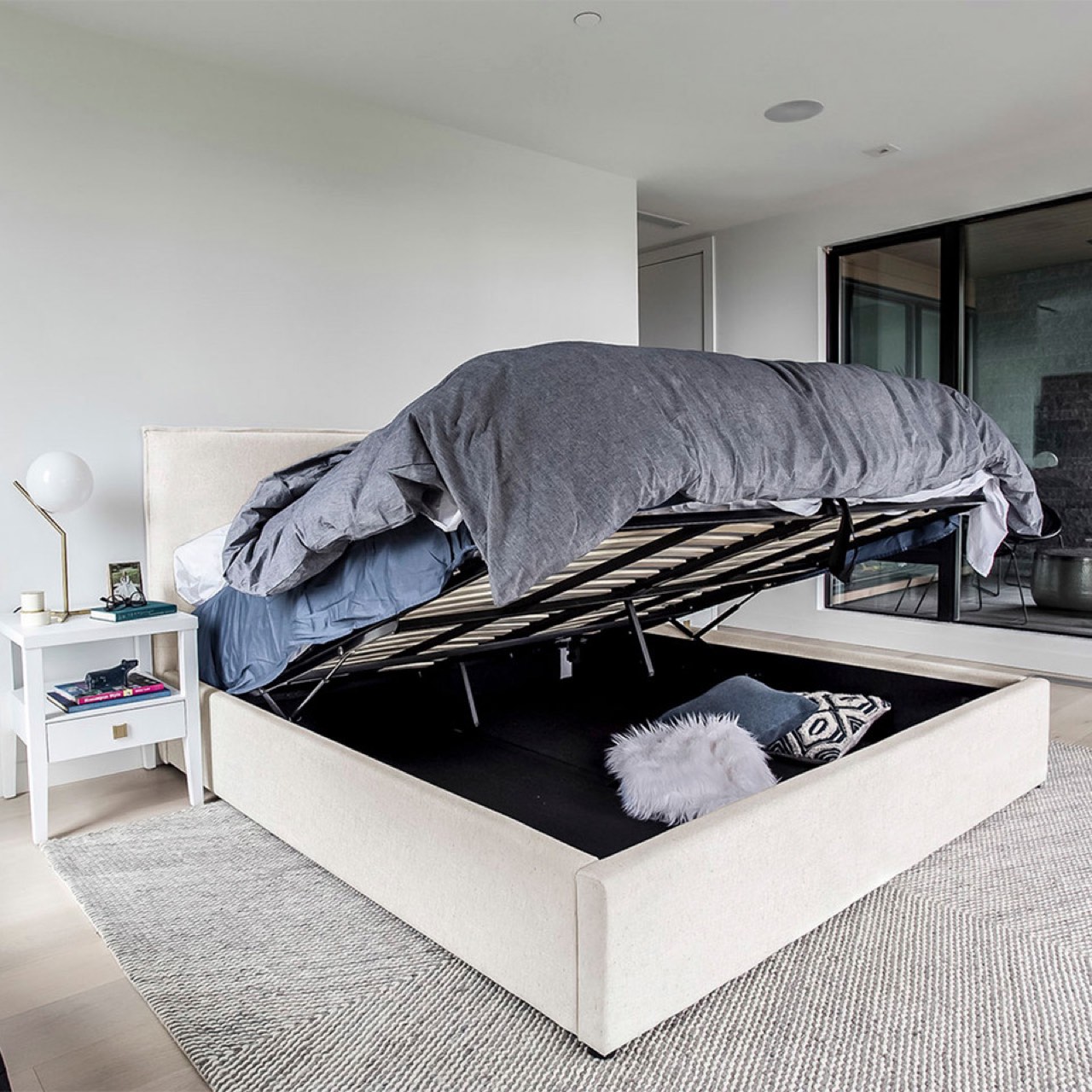 Julia Queen Storage Bed - Cream