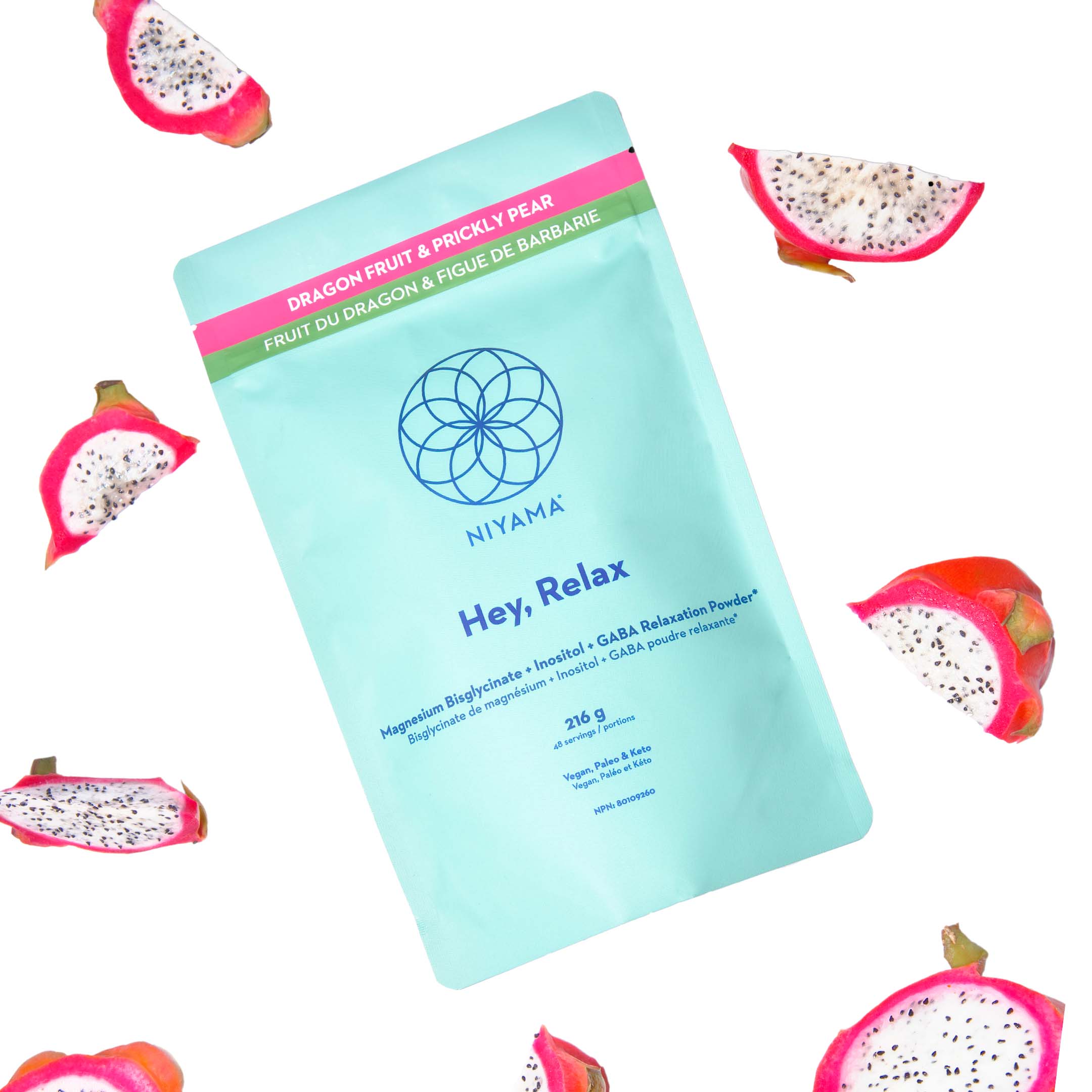 Hey Relax  Magnesium Bisglycinate + Inositol + Gaba - Dragon Fruit Flavour