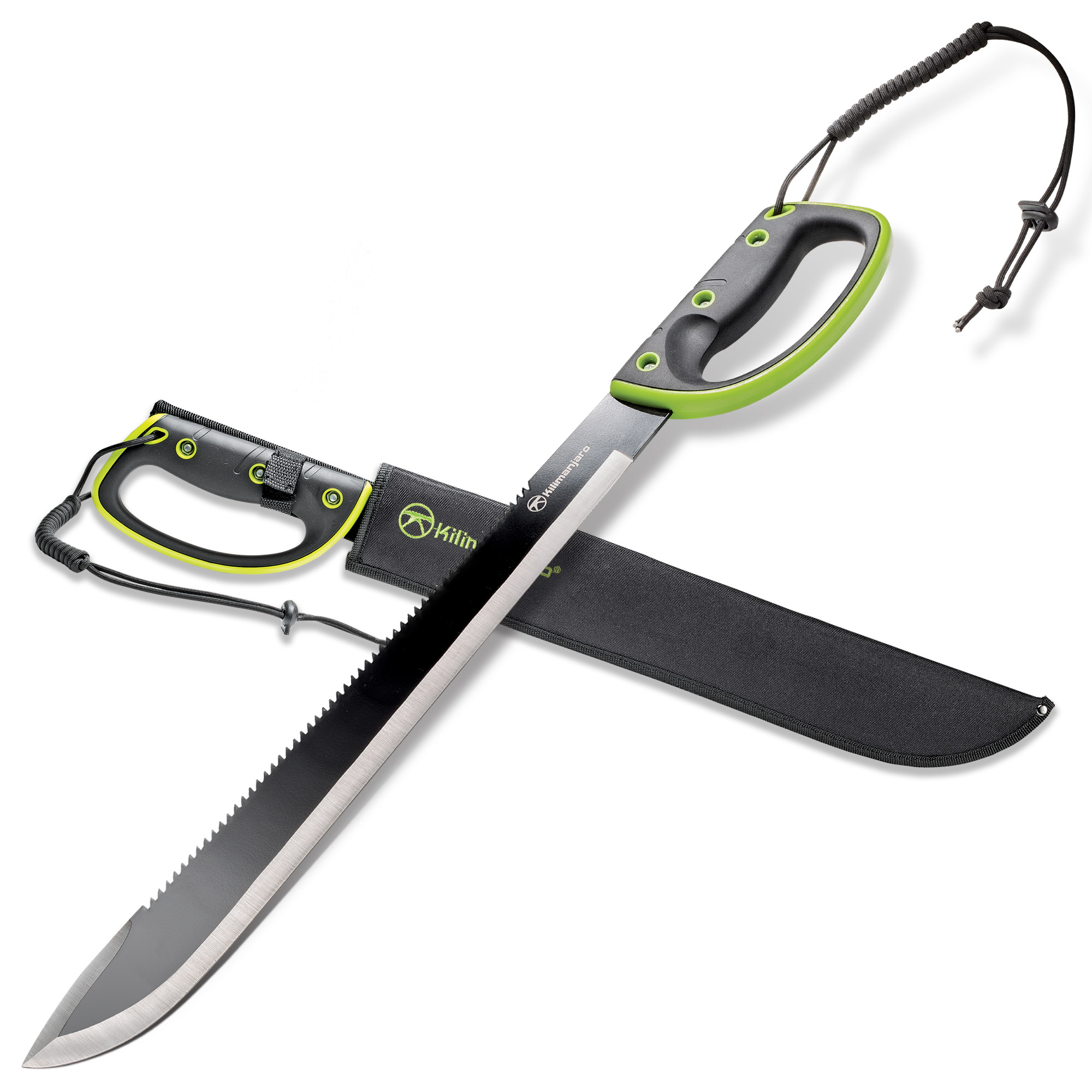 Kilimanjaro 24 Inch Machete with Serrated Back, Black Finish