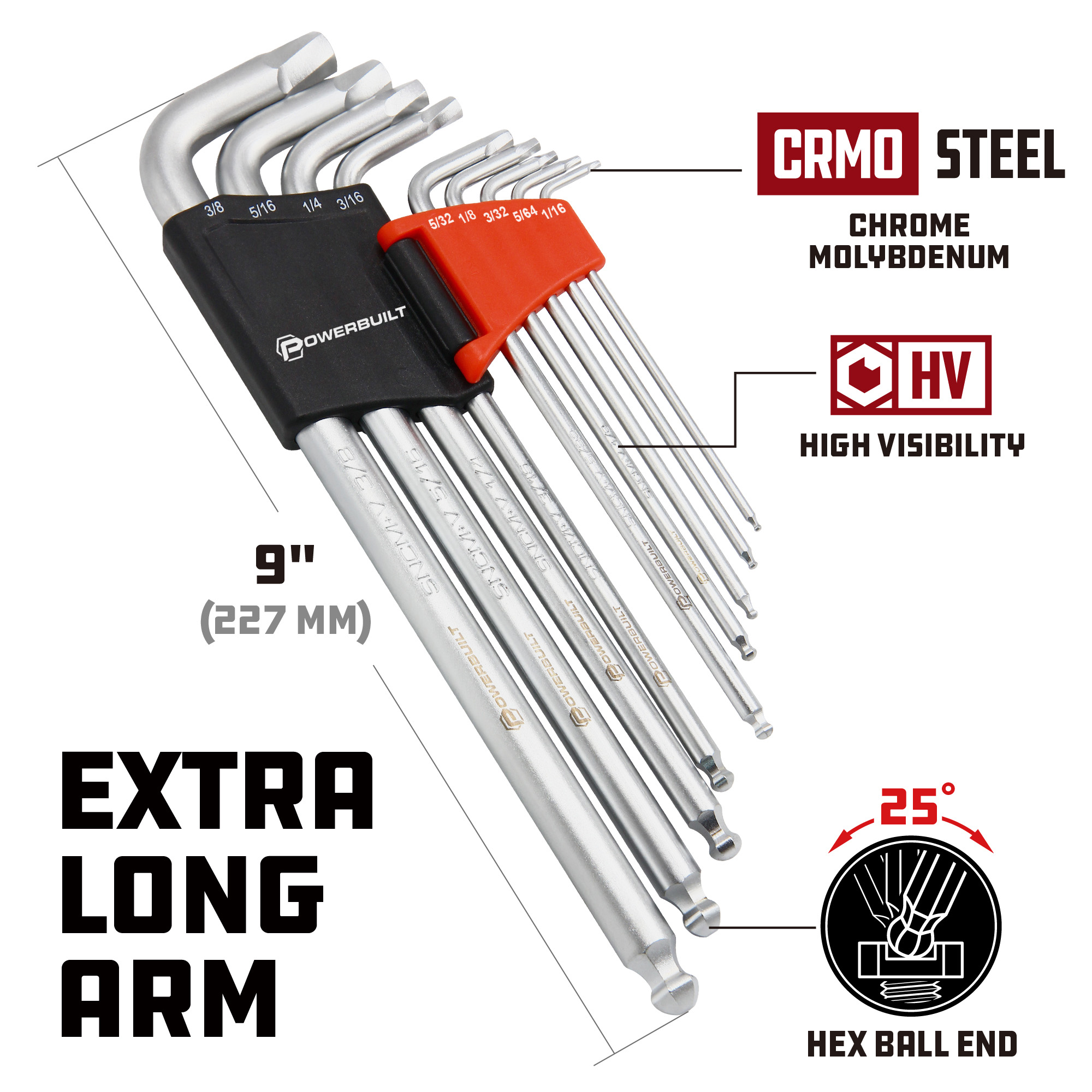 Powerbuilt 9 Piece Zeon SAE Hex Key Wrench Set for Damaged
