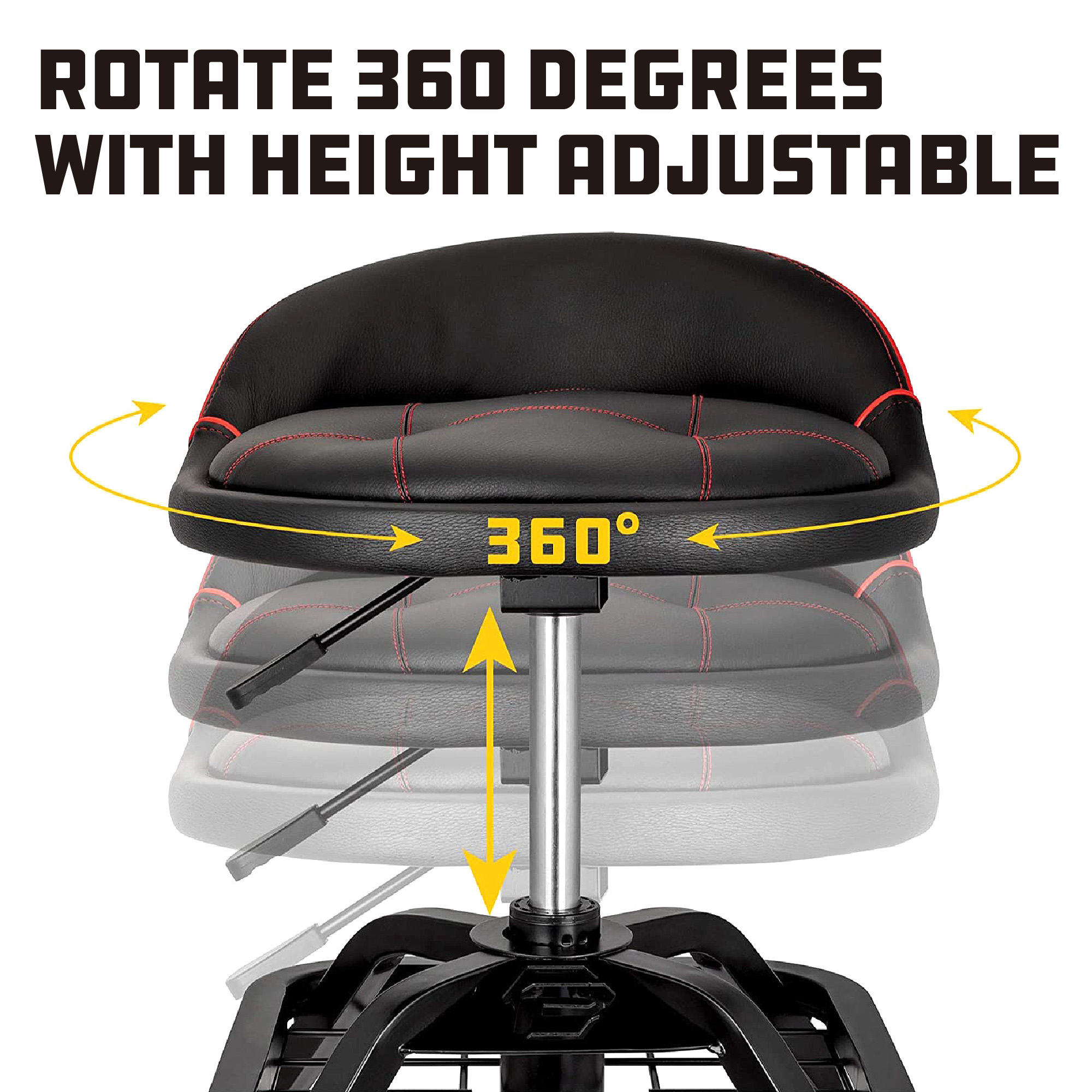 Powerbuilt 330 Pound Capacity Padded Rolling Shop Seat with