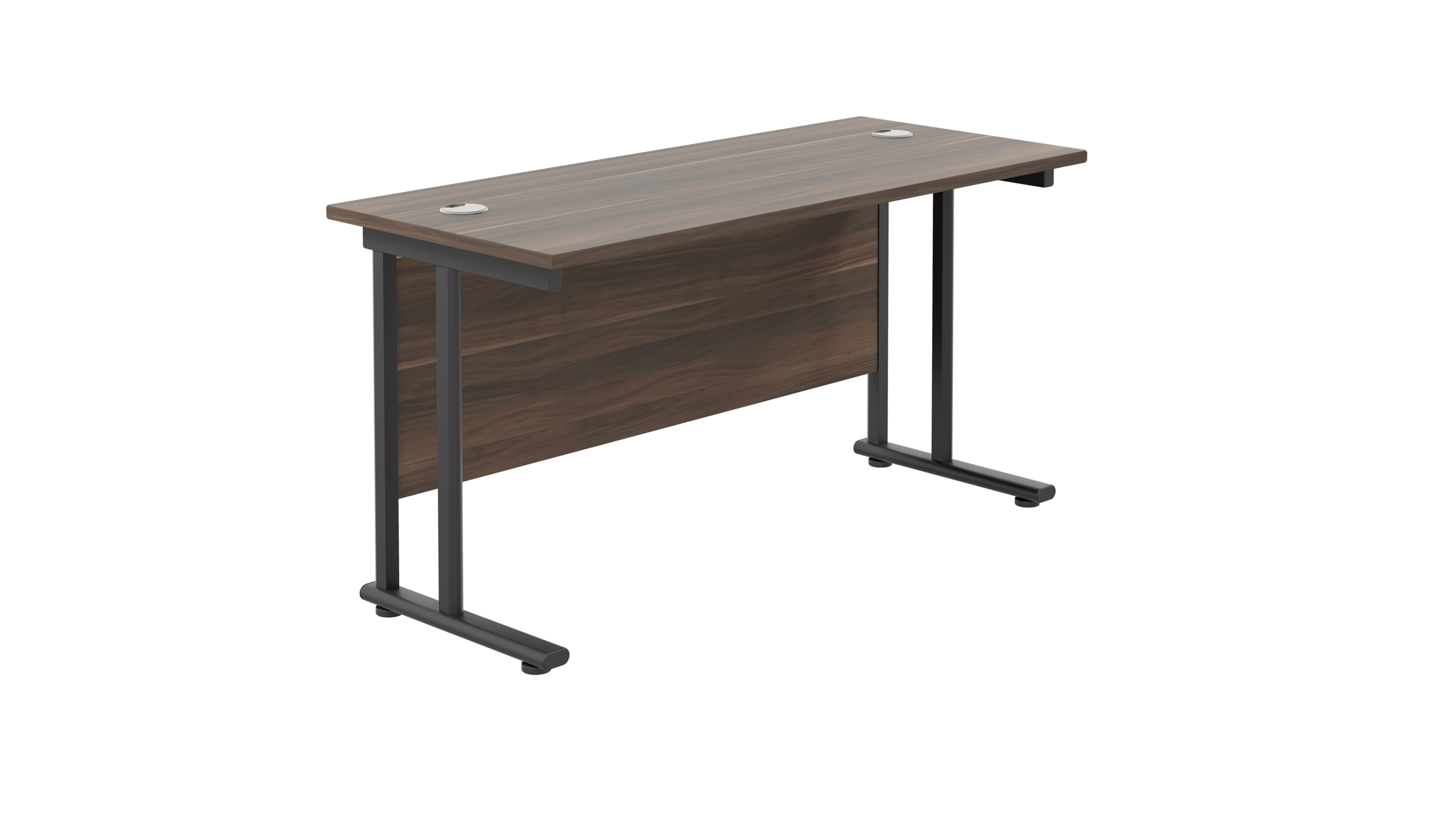 Twin Upright Rectangular Desk | 1400X600 | Dark Walnut/Black