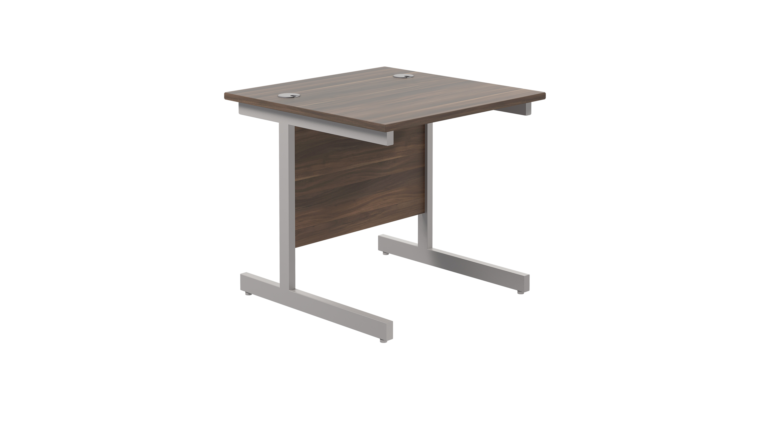 Single Upright Rectangular Desk | 800X800 | Dark Walnut/Silver