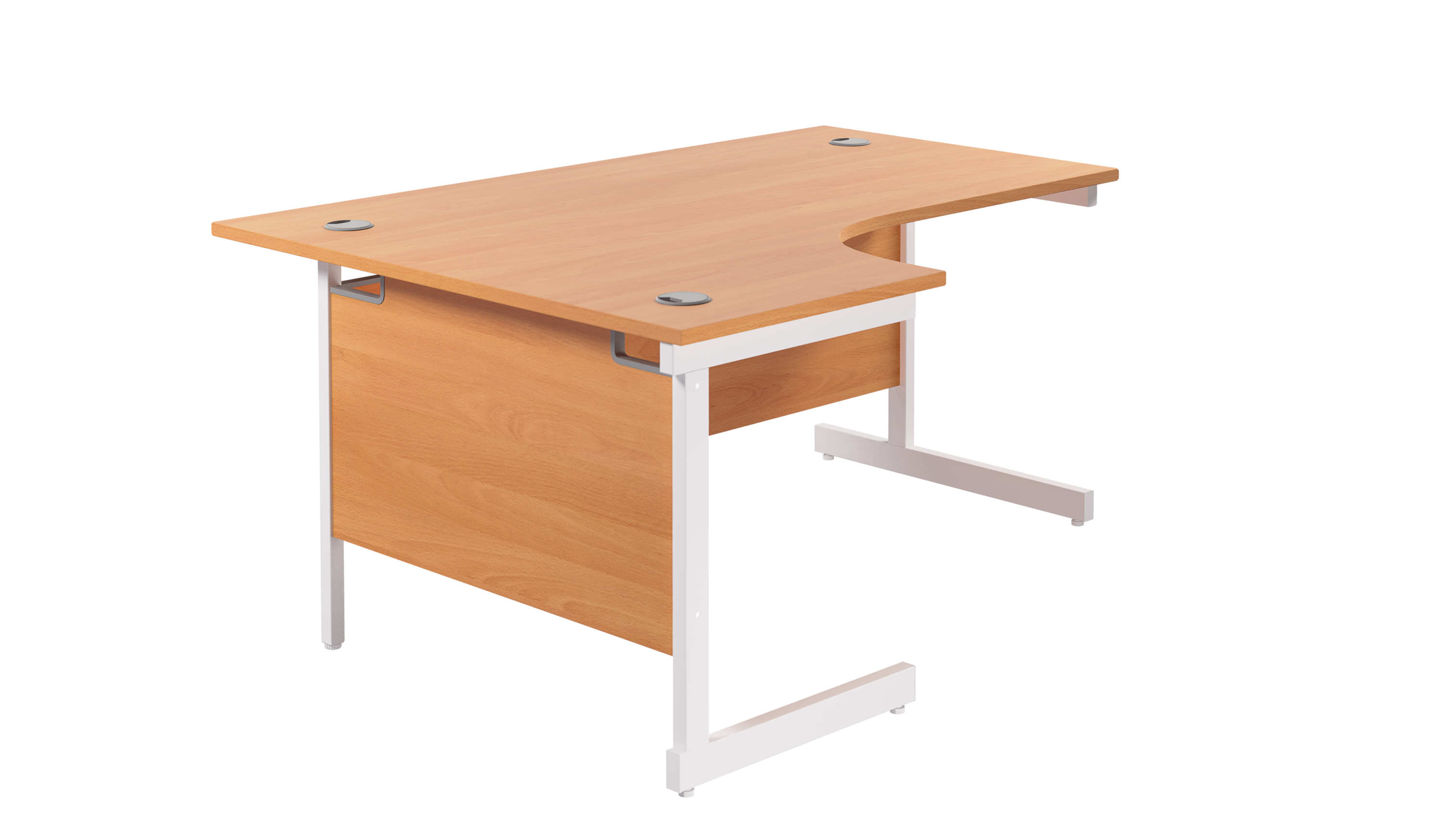 Single Upright Left Hand Radial Desk | 1600X1200 | Beech/White