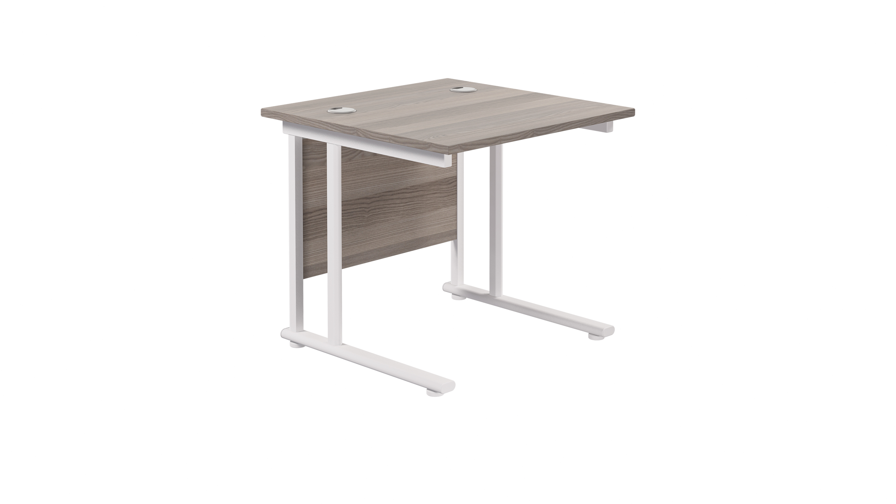 Twin Upright Rectangular Desk | 800X800 | Grey Oak/White