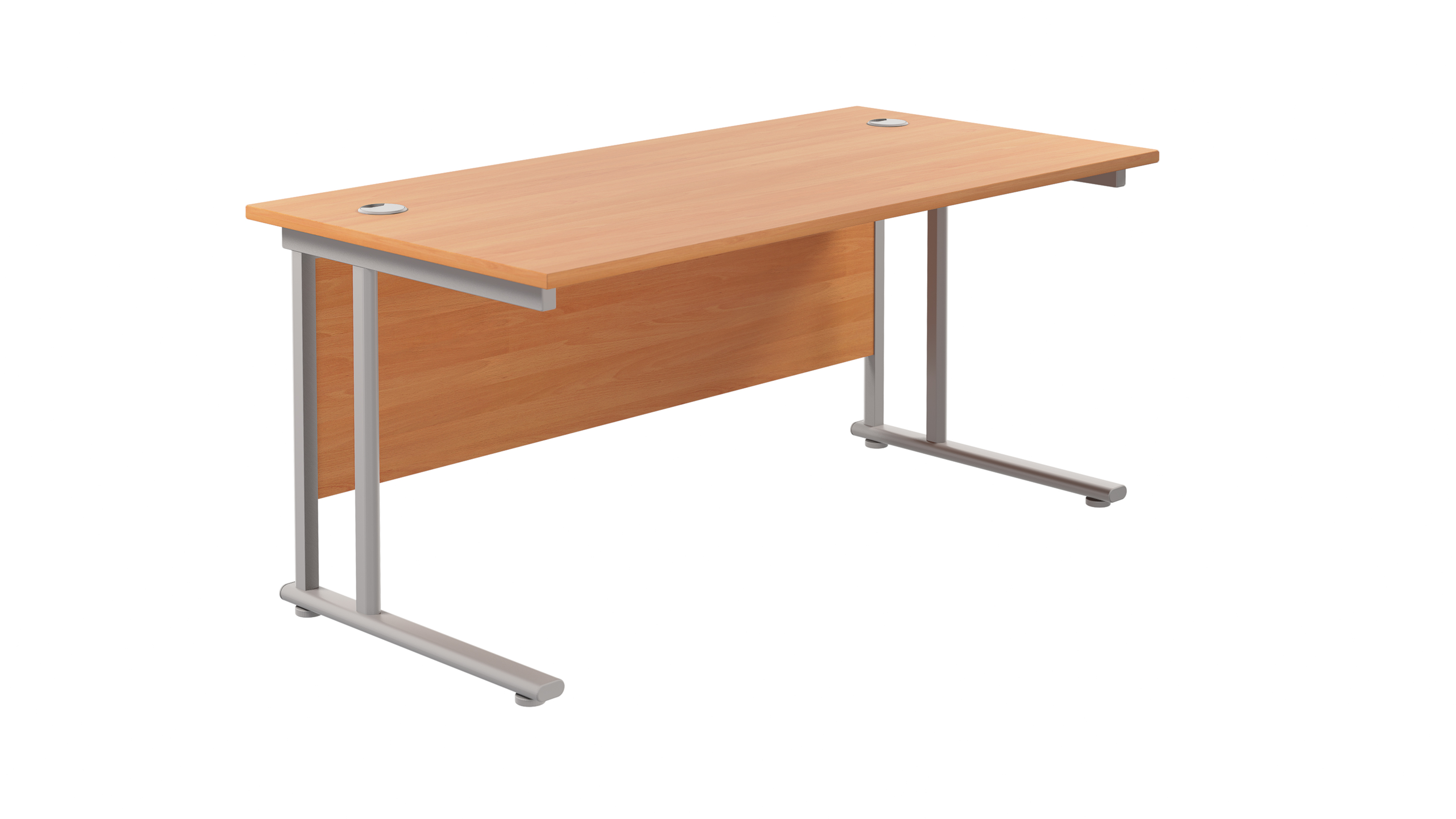 Twin Upright Rectangular Desk | 1800X800 | Beech/Silver