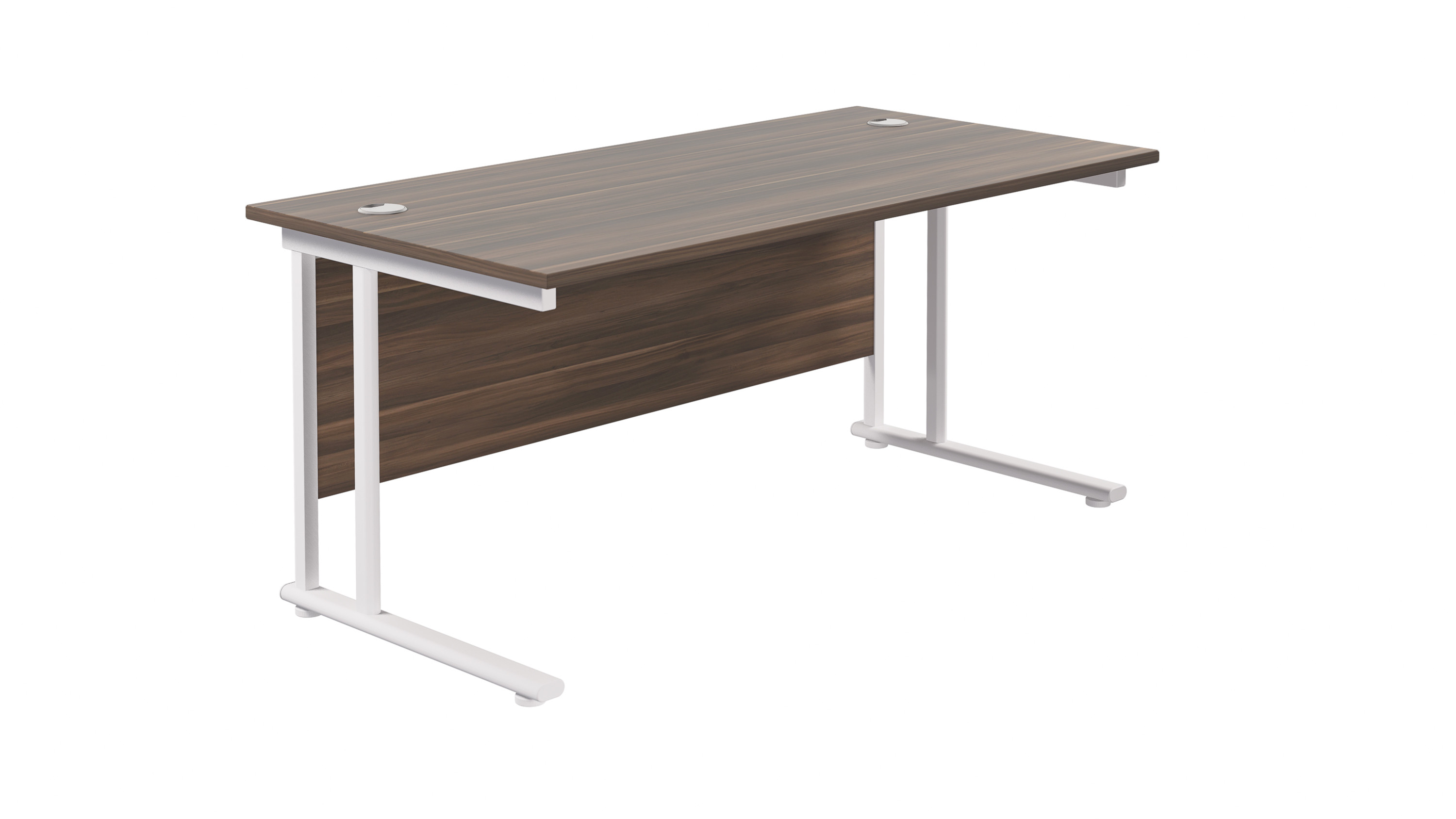 Twin Upright Rectangular Desk | 1800X800 | Dark Walnut/White
