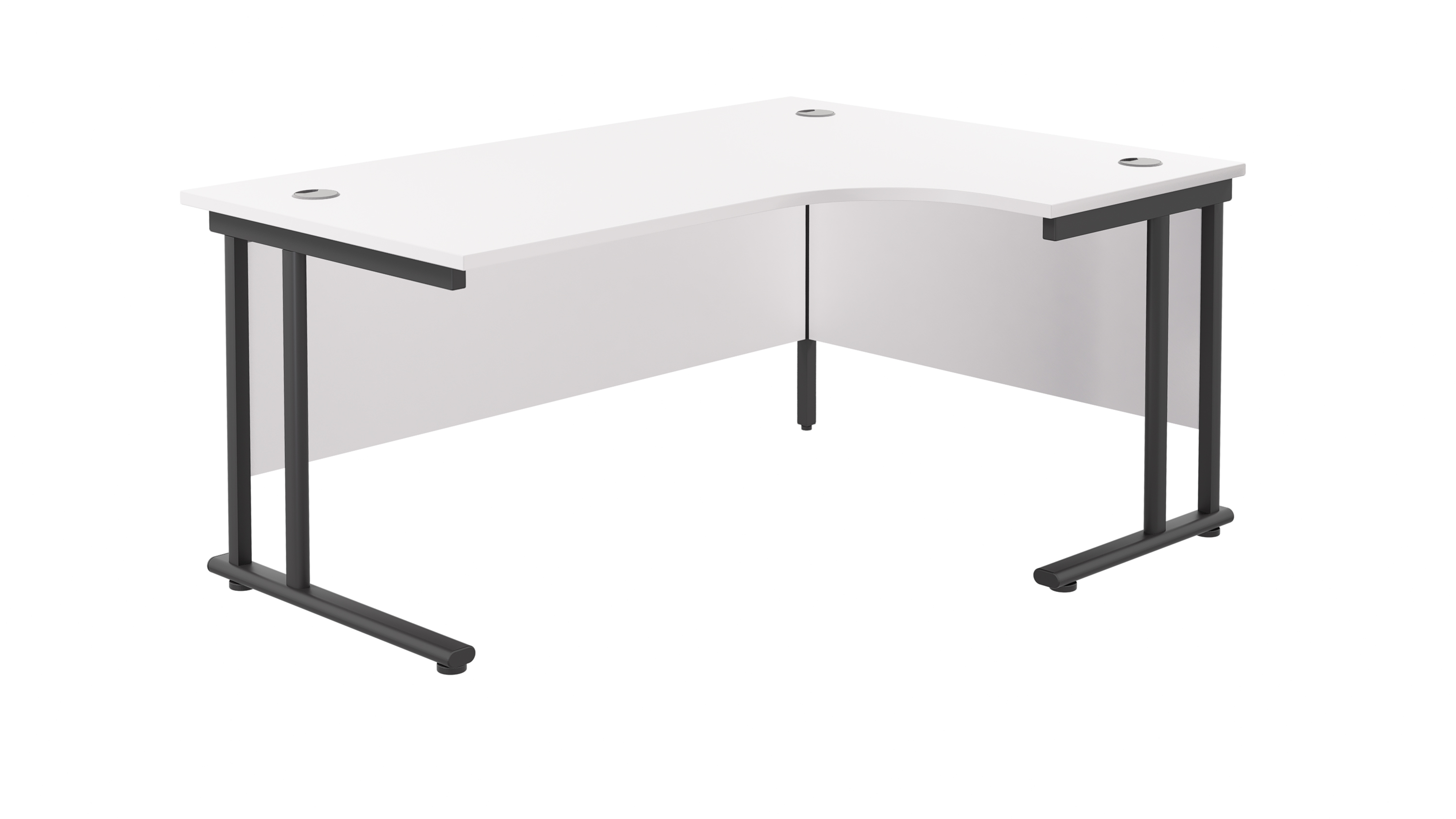 Twin Upright Right Hand Radial Desk | 1600X1200 | White/Black