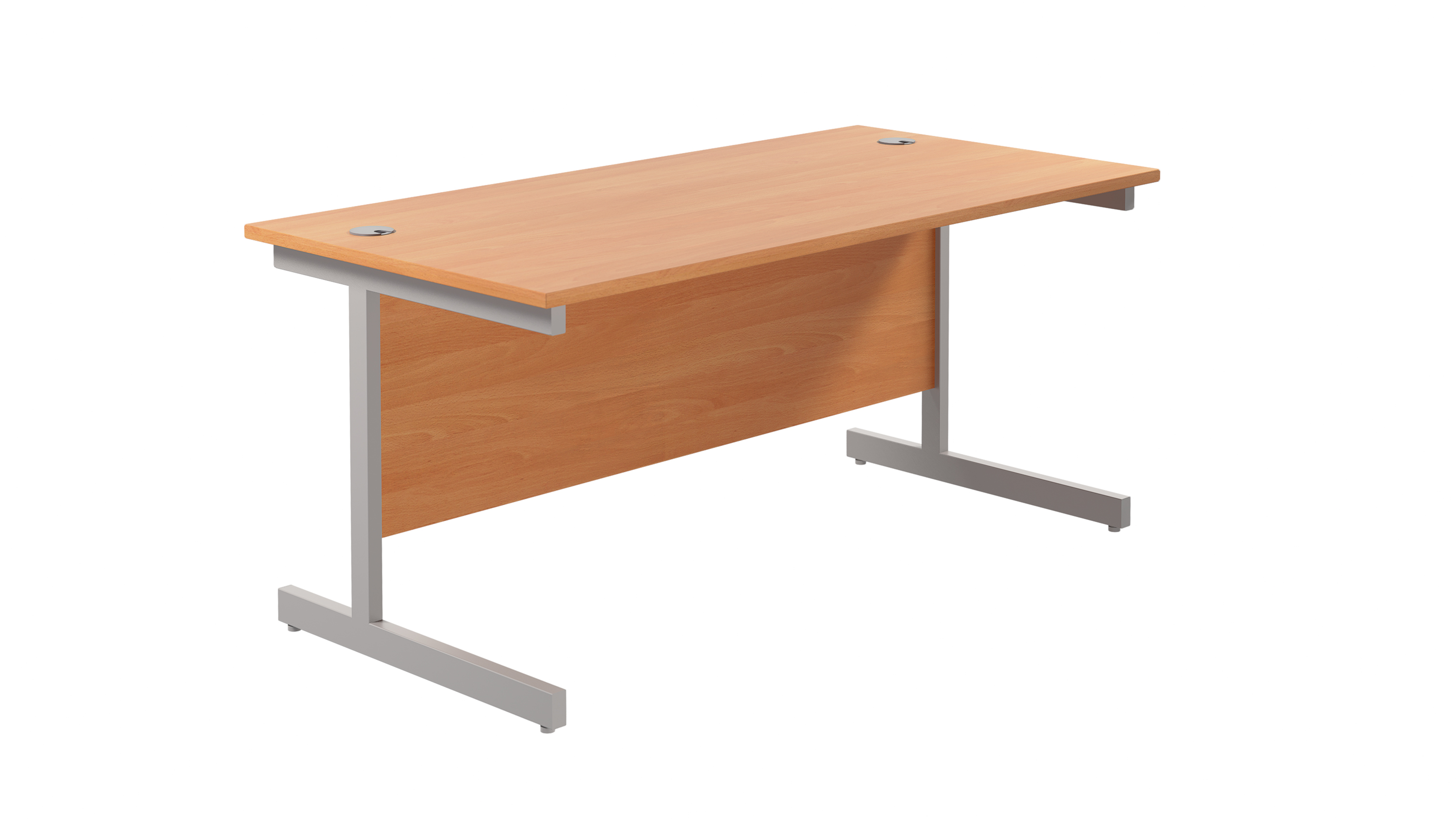 Single Upright Rectangular Desk | 1800X800 | Beech/Silver