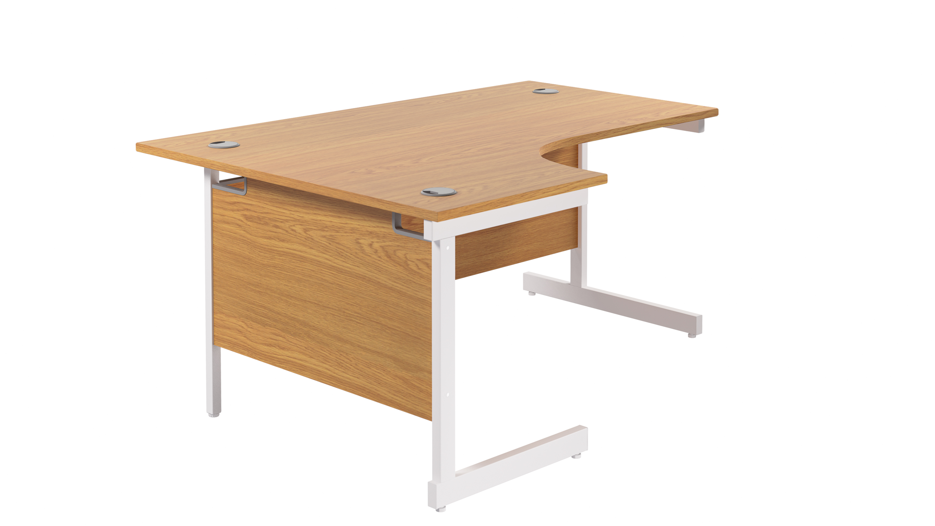 Single Upright Left Hand Radial Desk | 1600X1200 | Nova Oak/White