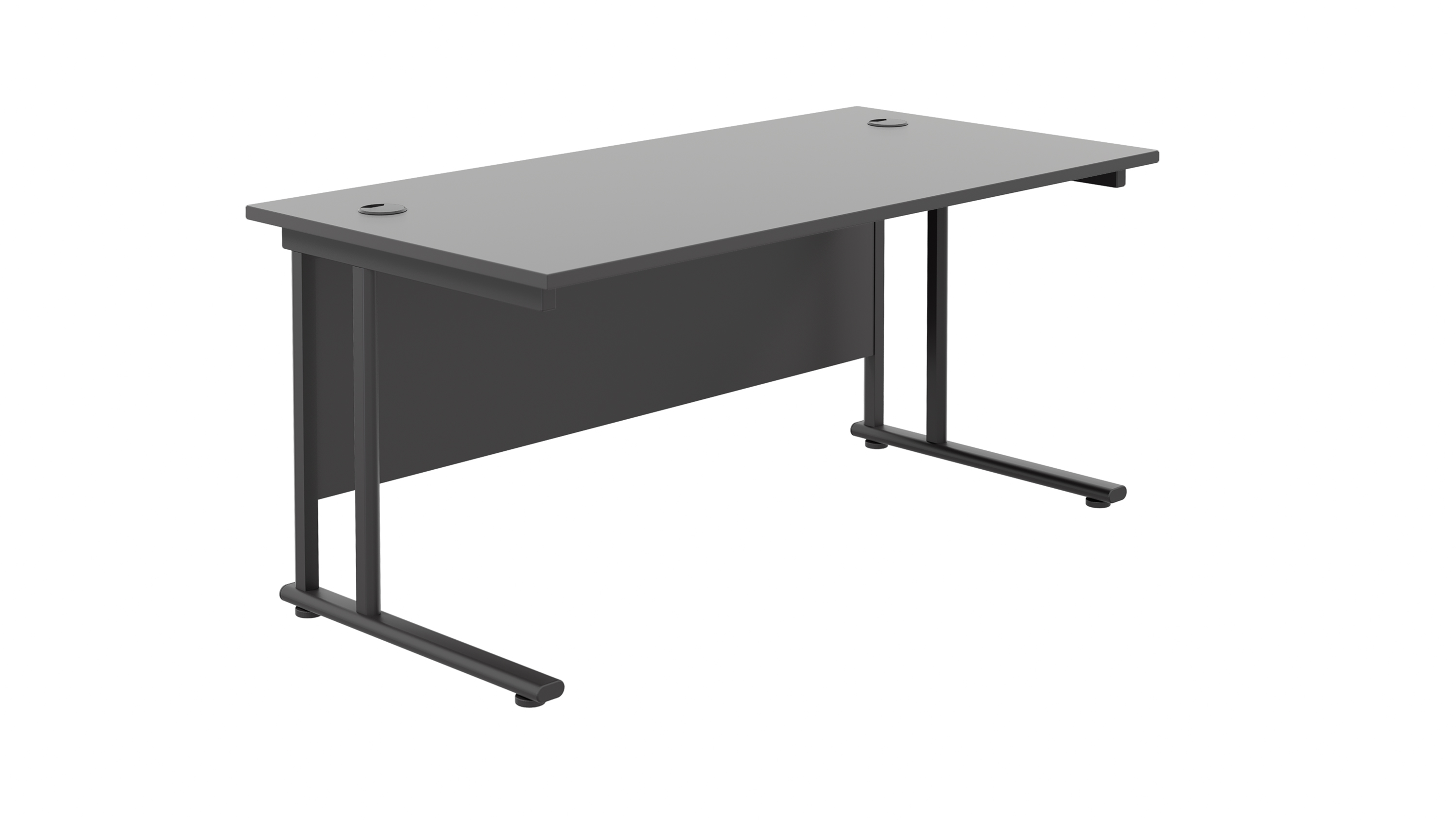 Twin Upright Rectangular Desk | 1600X800 | Black/Black