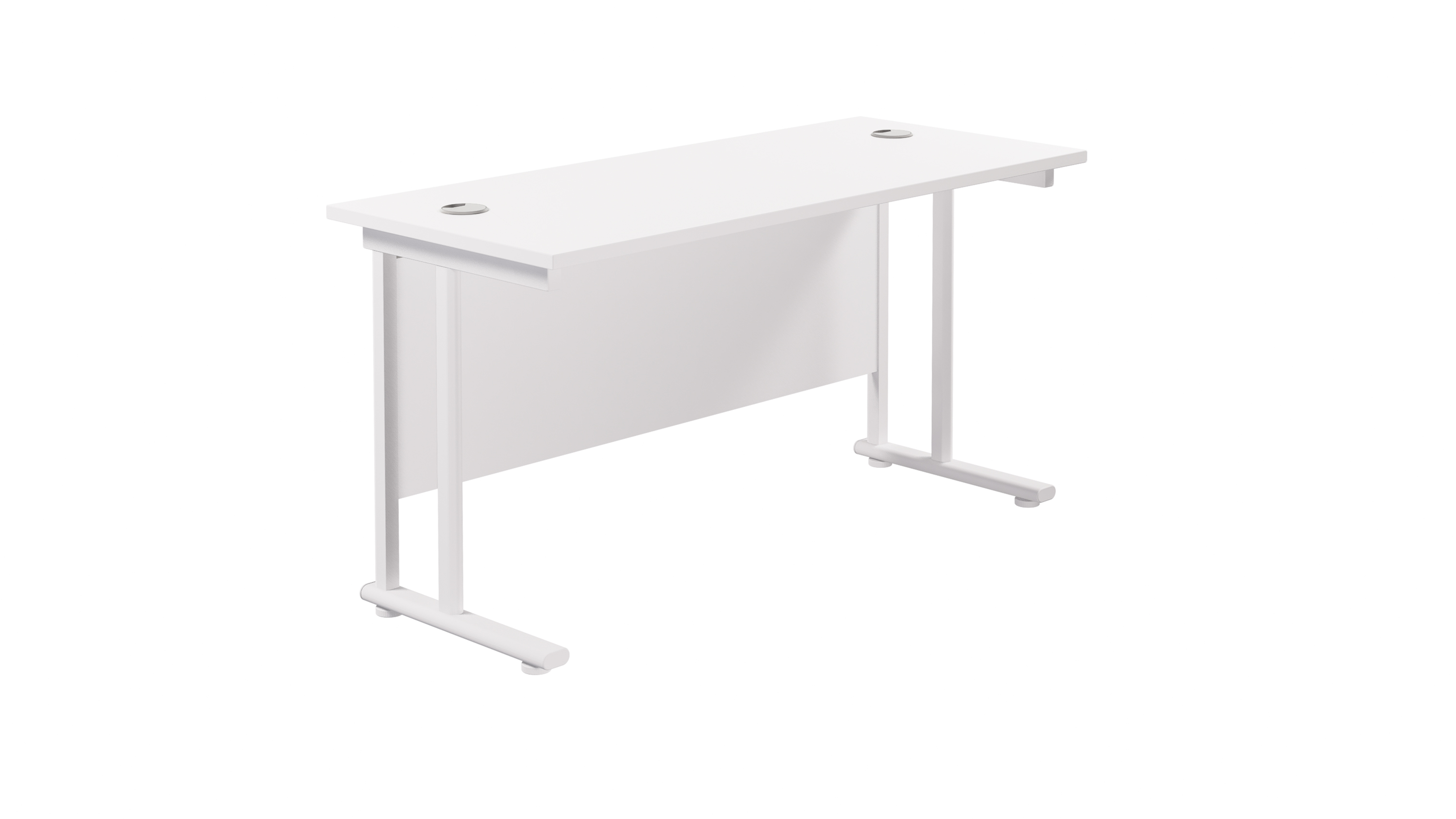 Twin Upright Rectangular Desk | 1400X600 | White/White