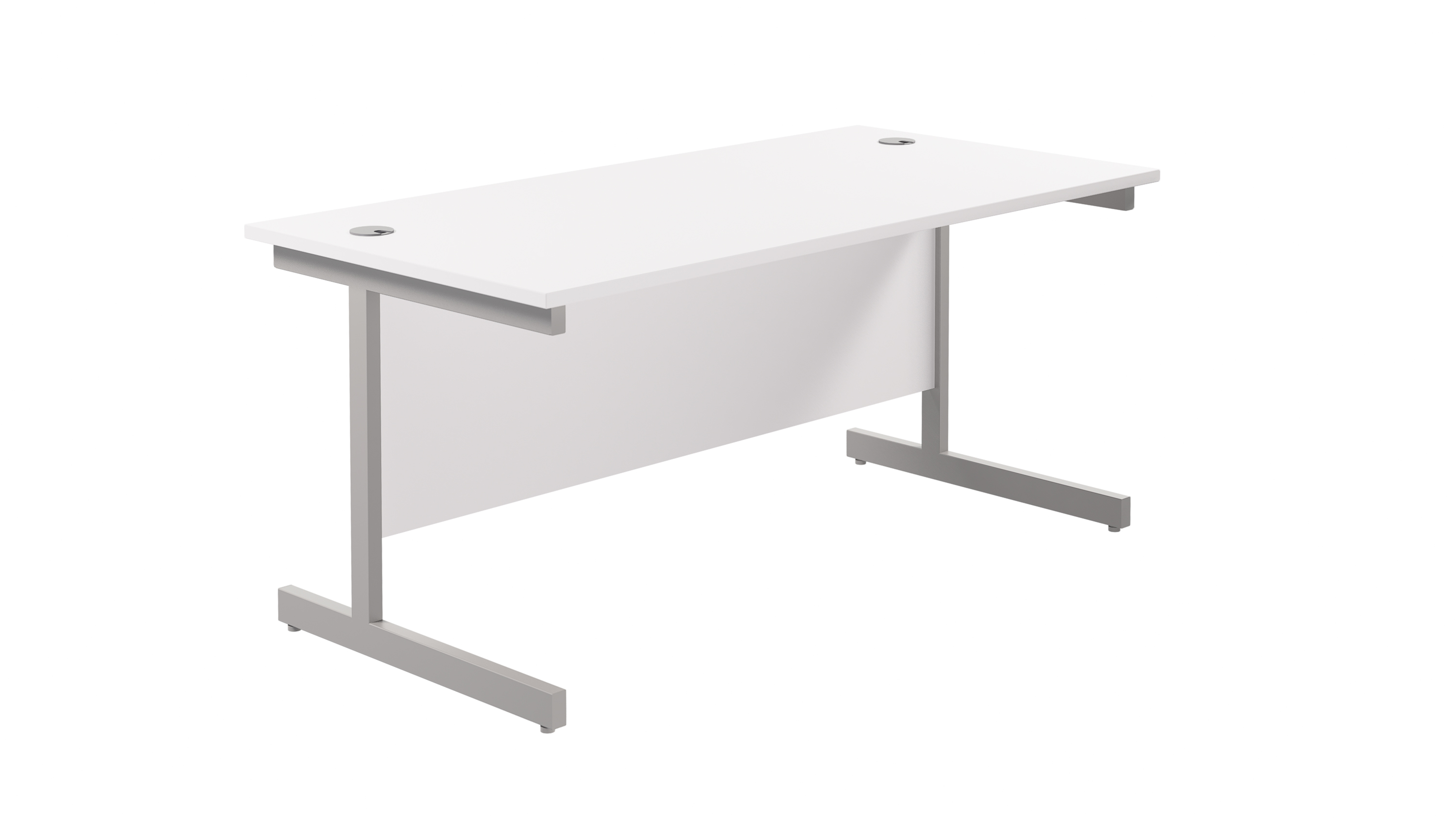 Single Upright Rectangular Desk | 1600X800 | White/Silver