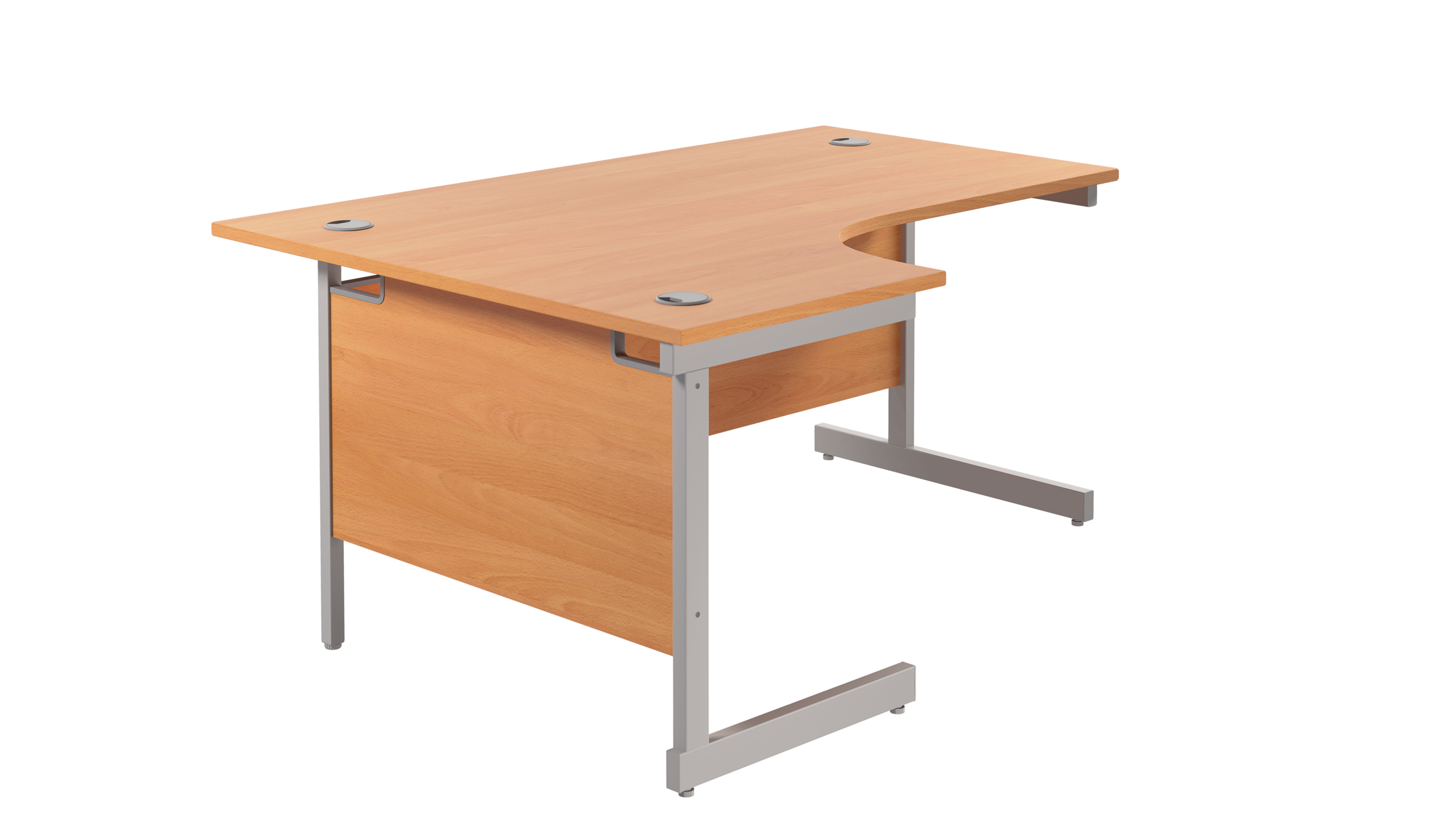 Single Upright Left Hand Radial Desk | 1600X1200 | Beech/Silver