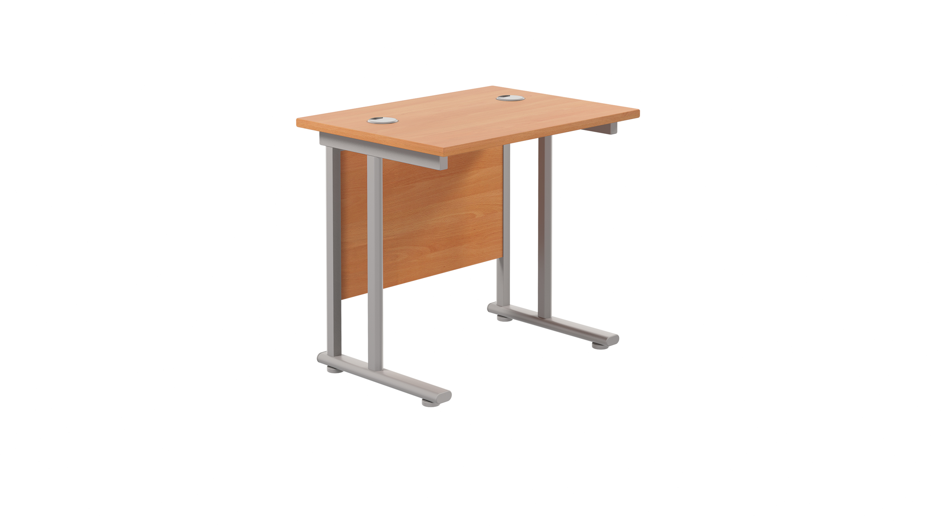 Twin Upright Rectangular Desk | 800X600 | Beech/Silver