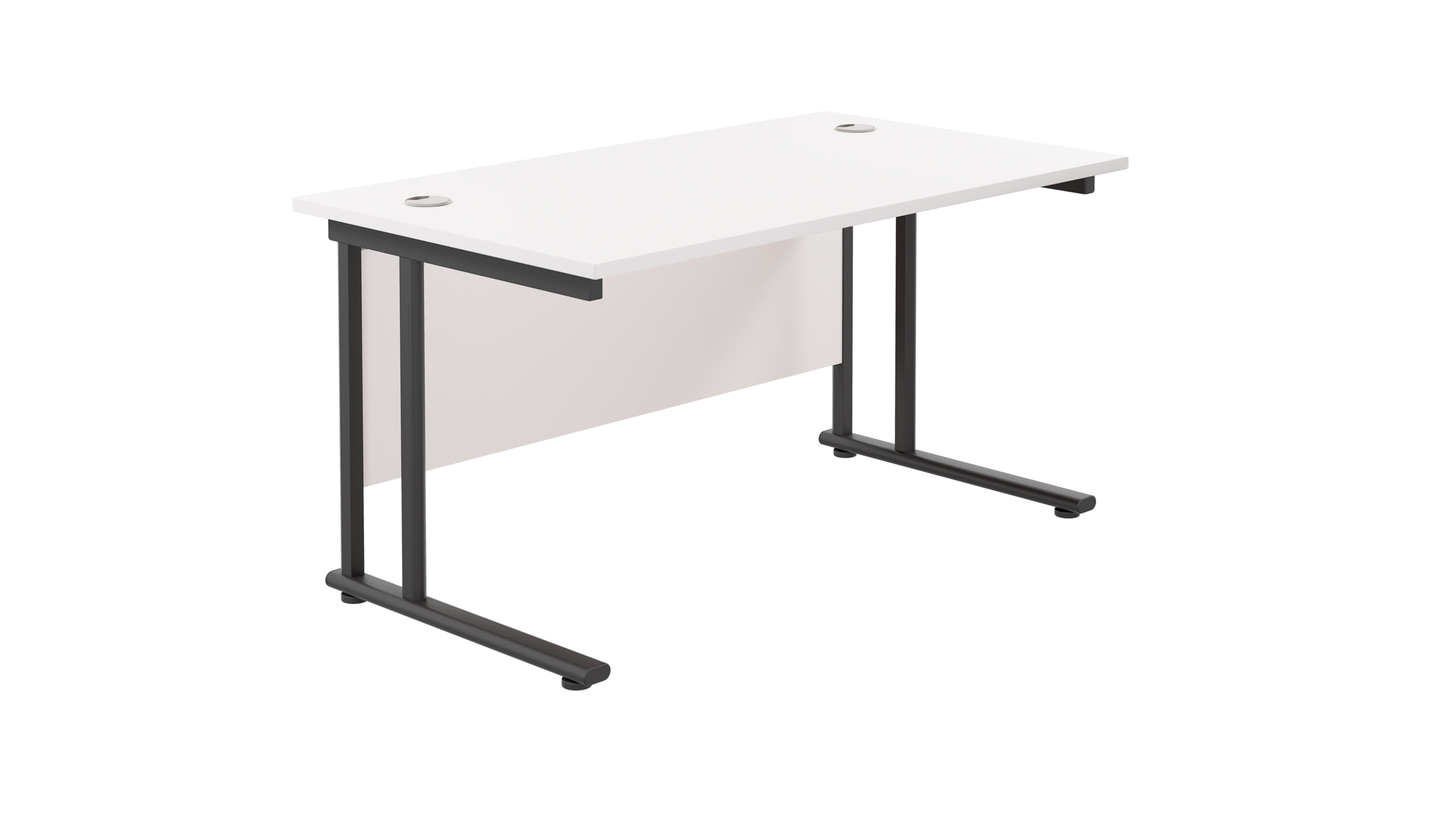 Twin Upright Rectangular Desk | 1200X800 | White/Black