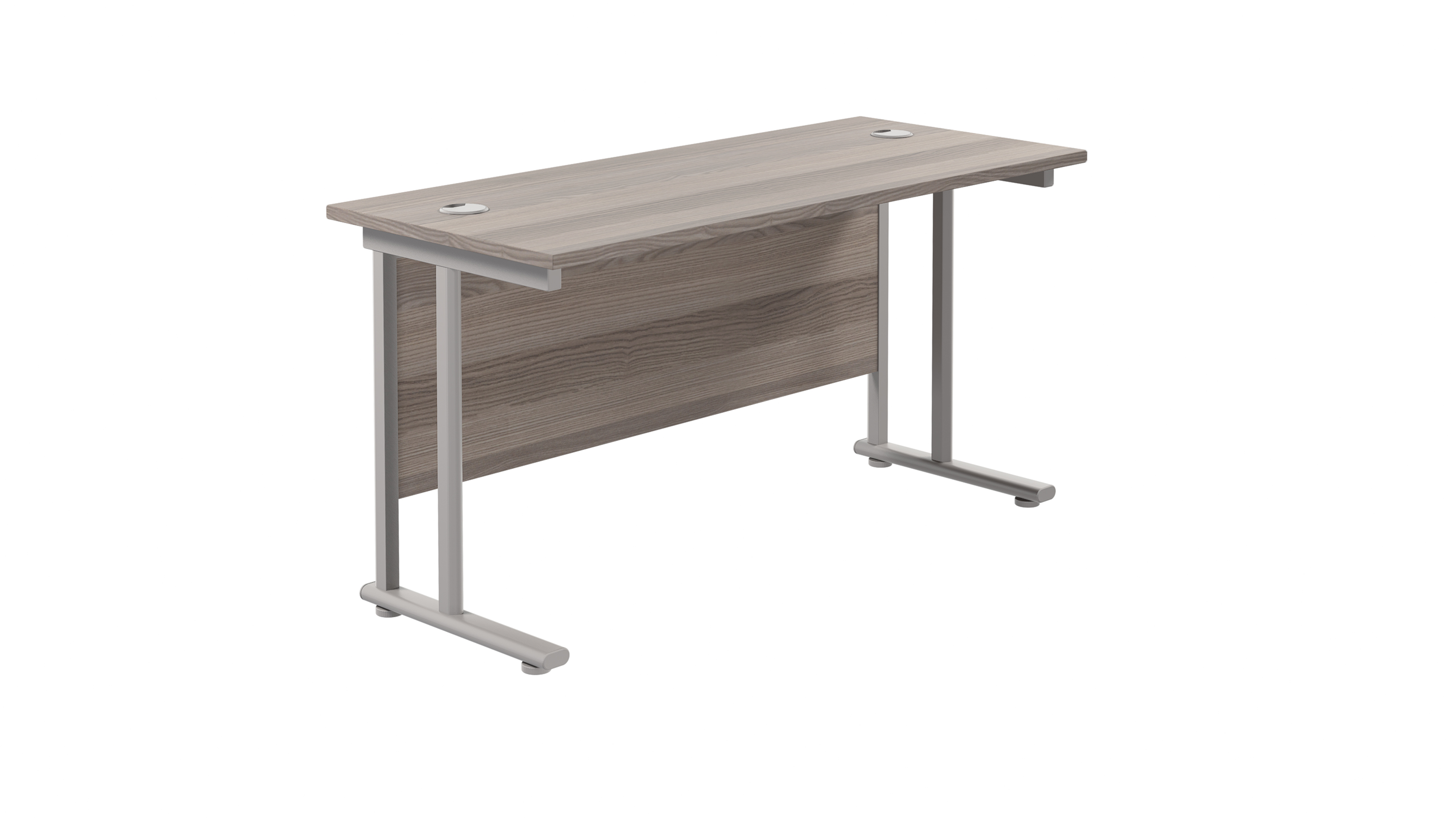Twin Upright Rectangular Desk | 1200X600 | Grey Oak/Silver