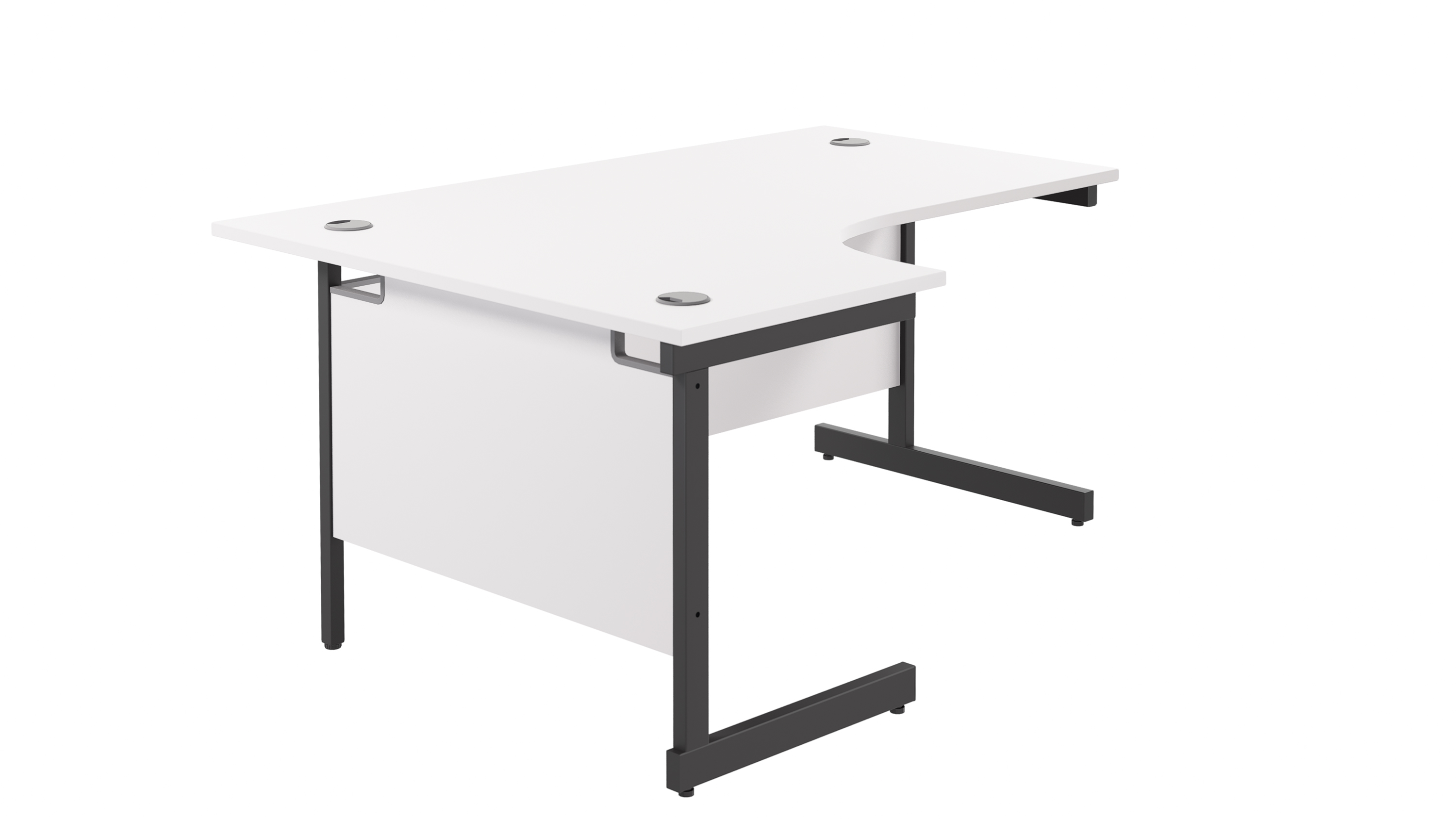 Single Upright Left Hand Radial Desk | 1600X1200 | White/Black
