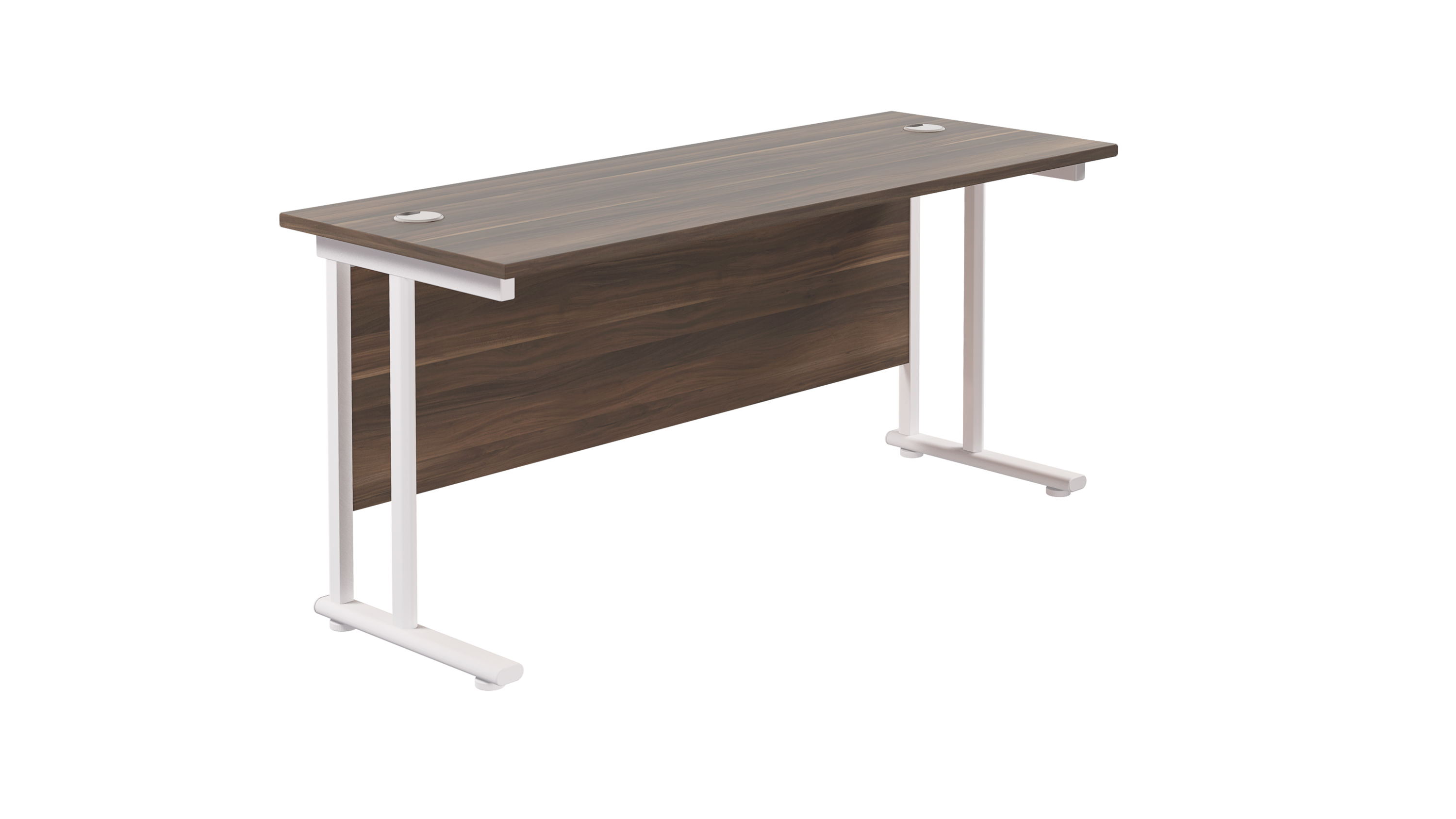 Twin Upright Rectangular Desk | 1800X600 | Dark Walnut/White