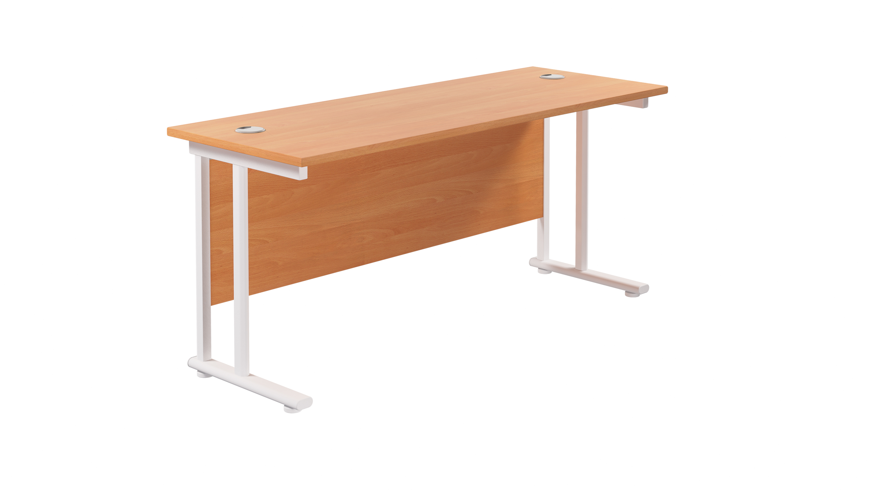 Twin Upright Rectangular Desk | 1800X600 | Beech/White