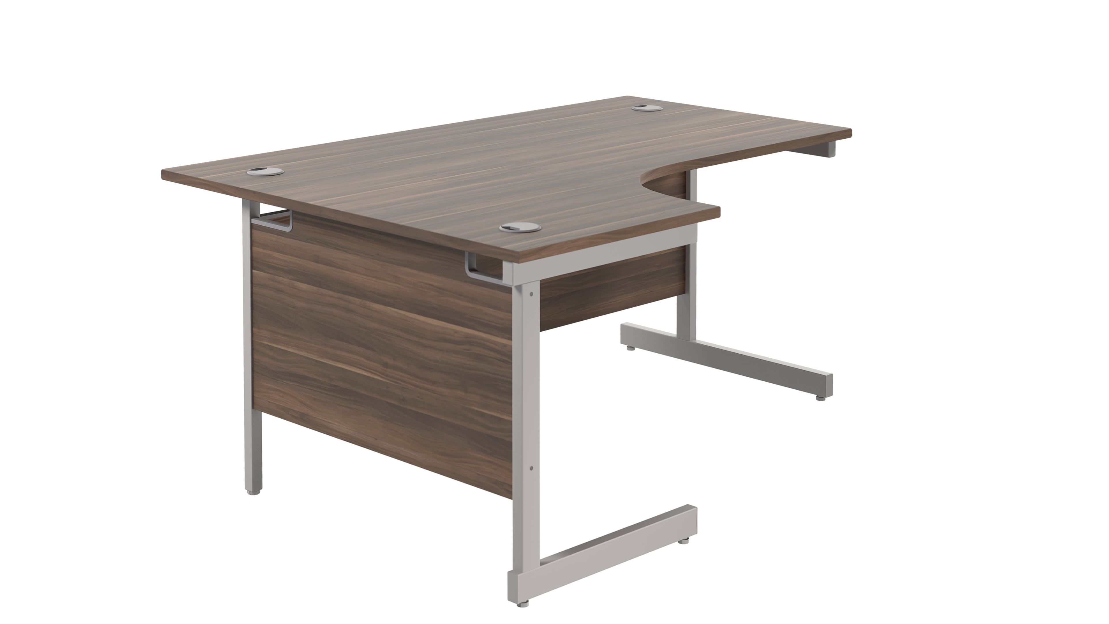 Single Upright Left Hand Radial Desk | 1800X1200 | Dark Walnut/Silver