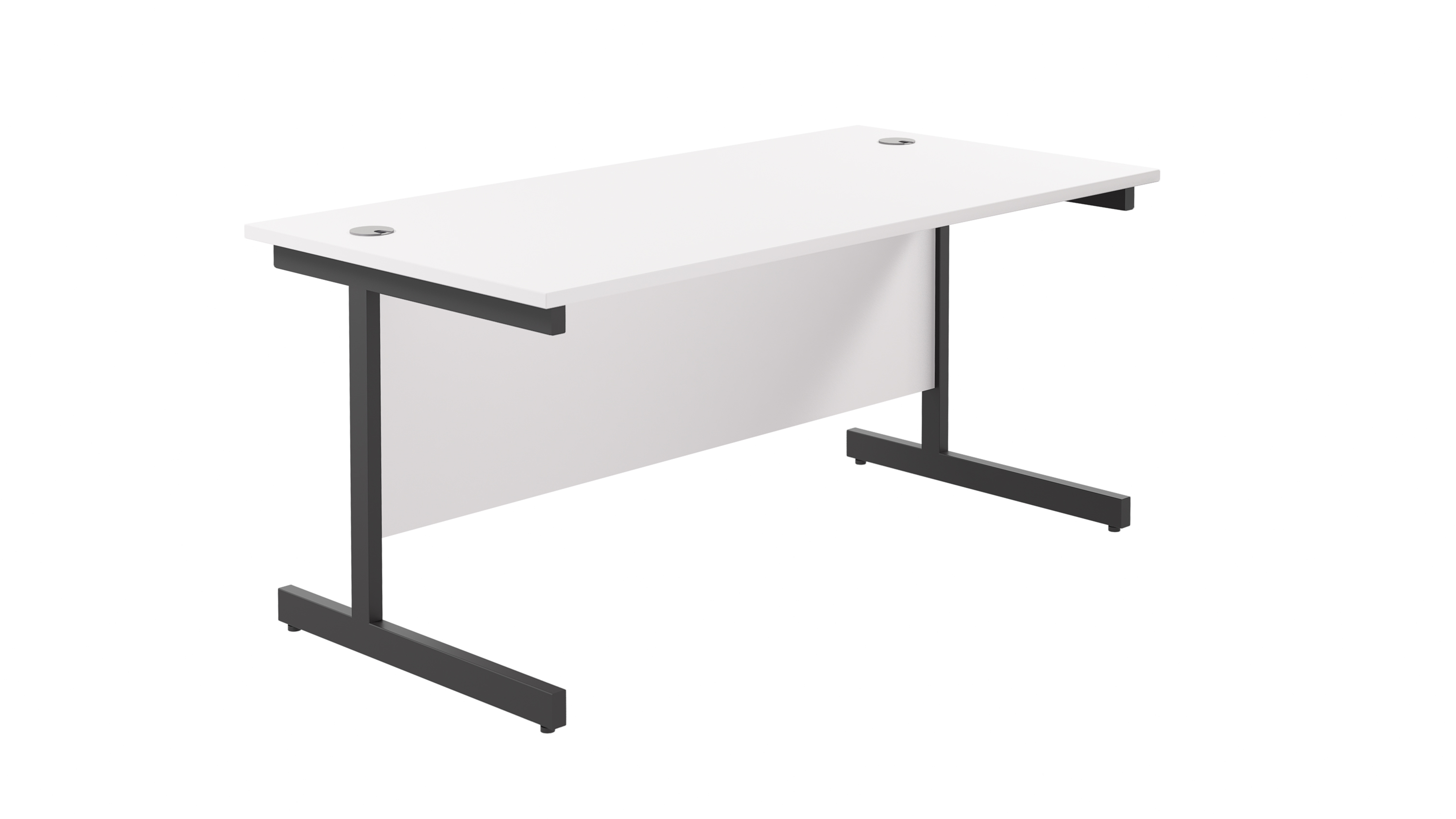 Single Upright Rectangular Desk | 1600X800 | White/Black