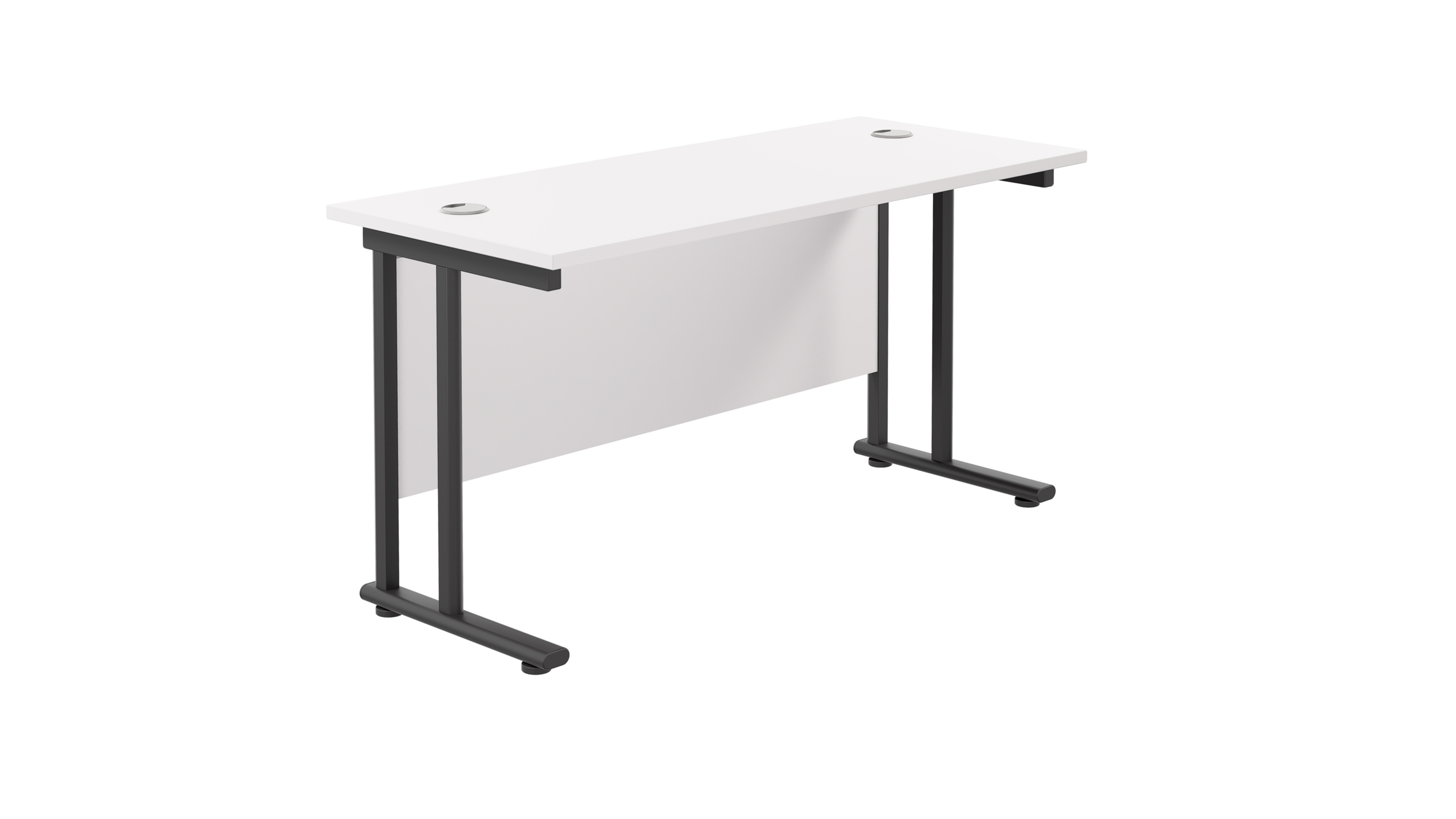 Twin Upright Rectangular Desk | 1400X600 | White/Black