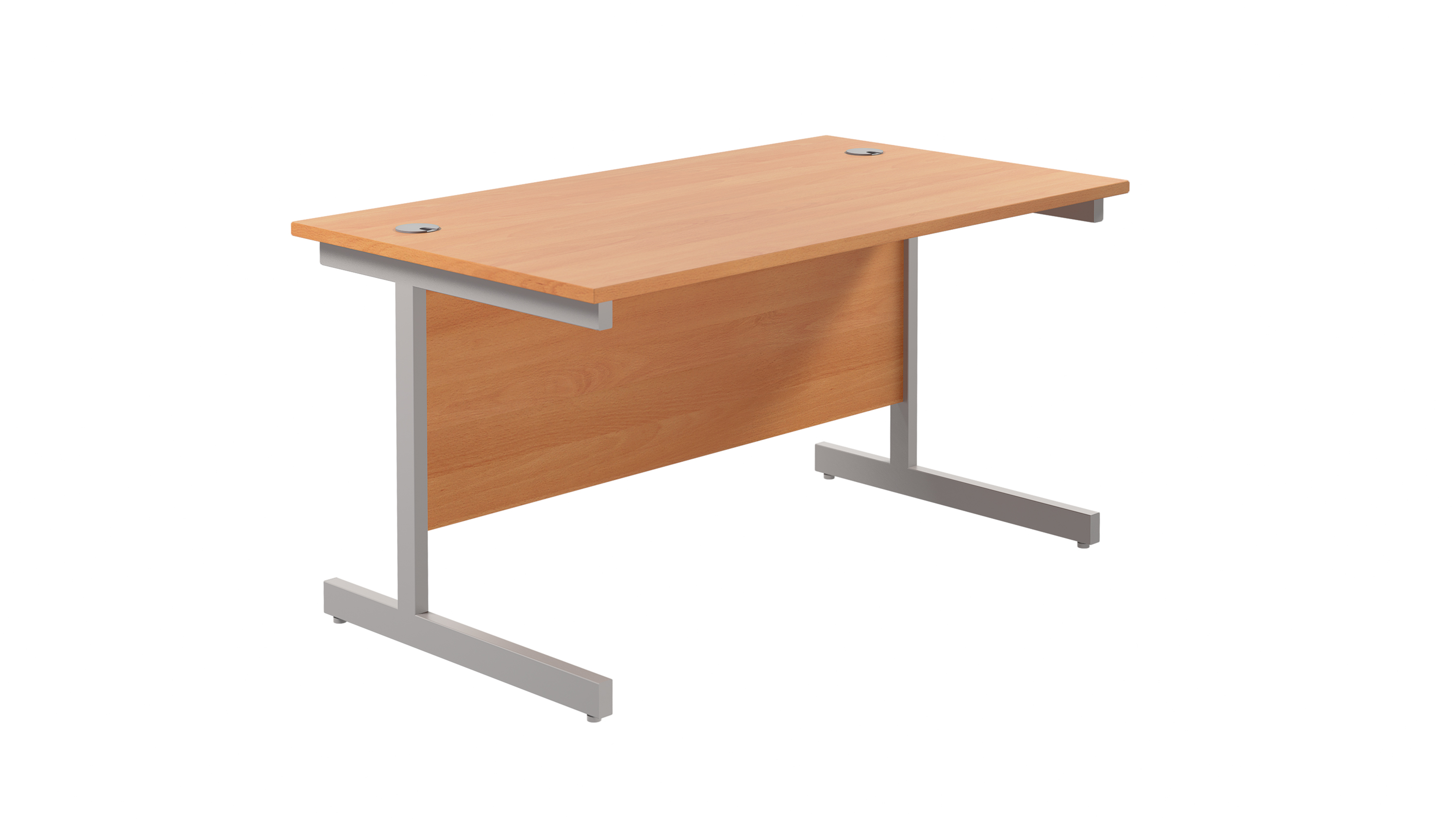 Single Upright Rectangular Desk | 1400X800 | Beech/Silver