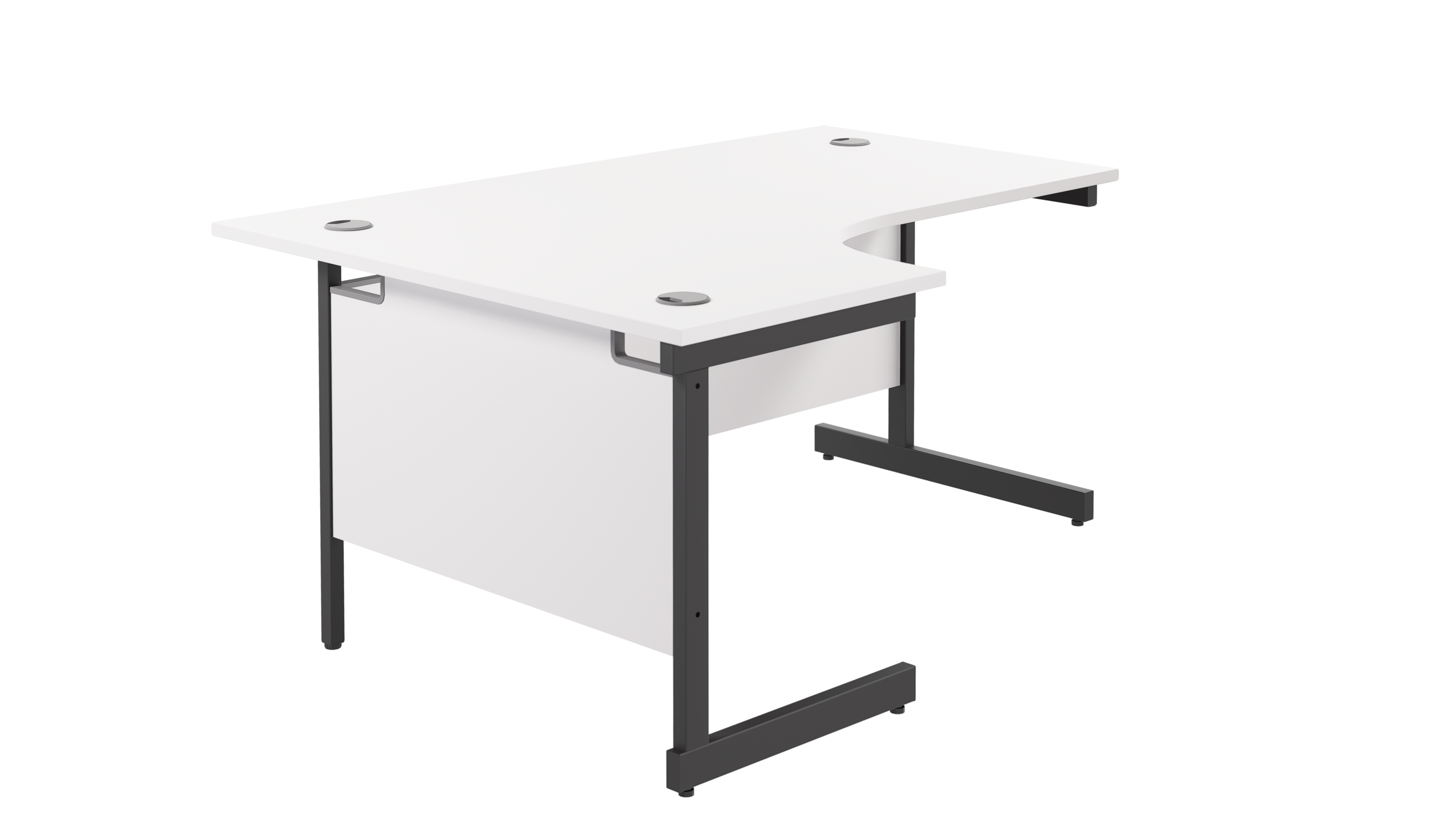 Single Upright Left Hand Radial Desk | 1800X1200 | White/Black